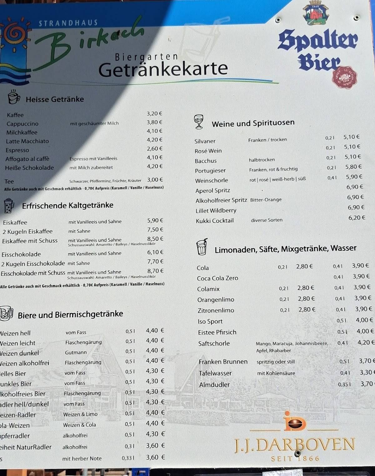 Rothsee Strandhaus Birkach - Restaurant & Biergarten меню