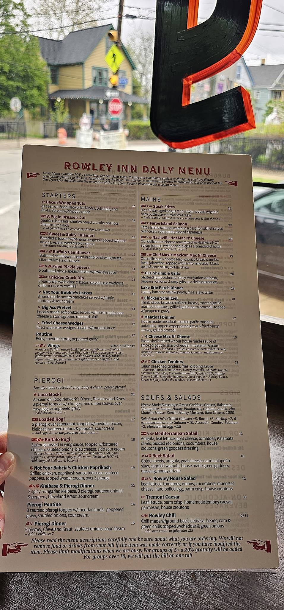 Rowley Inn меню