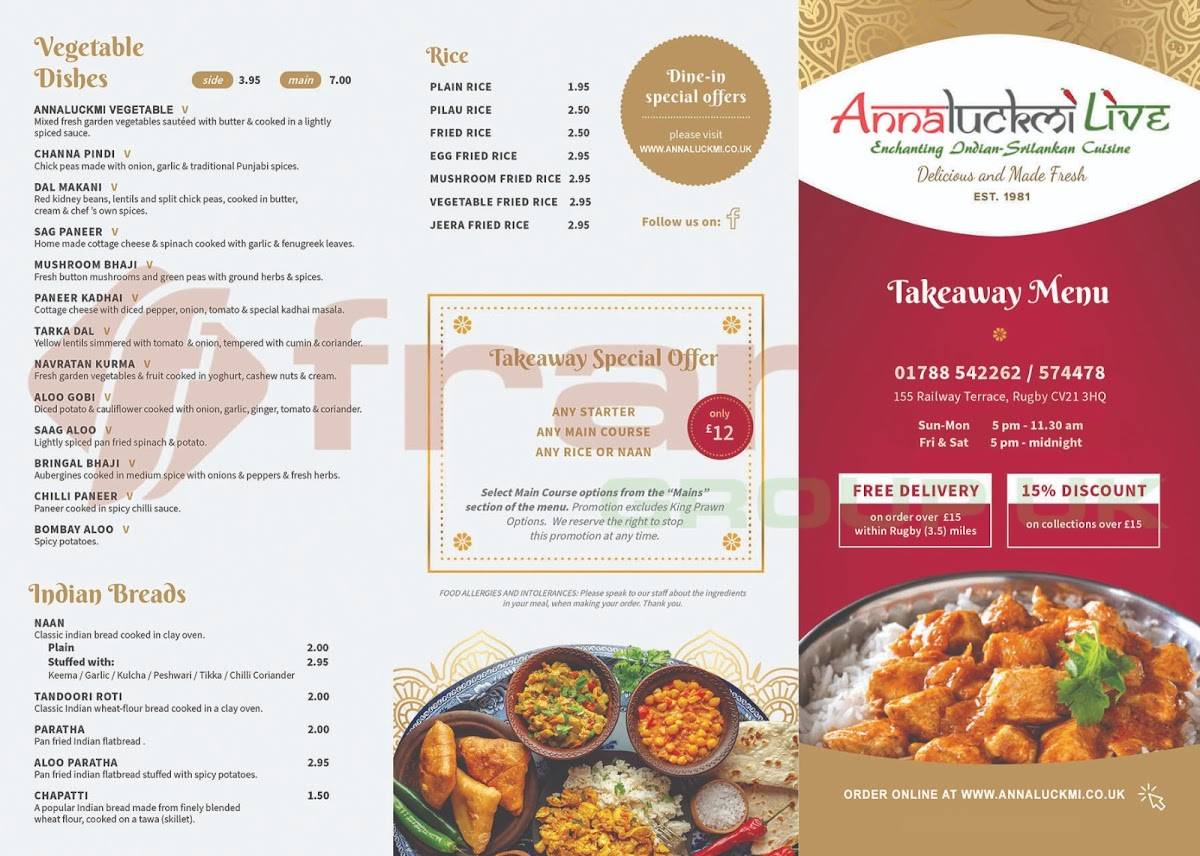 Annaluckmi Live Restaurant меню