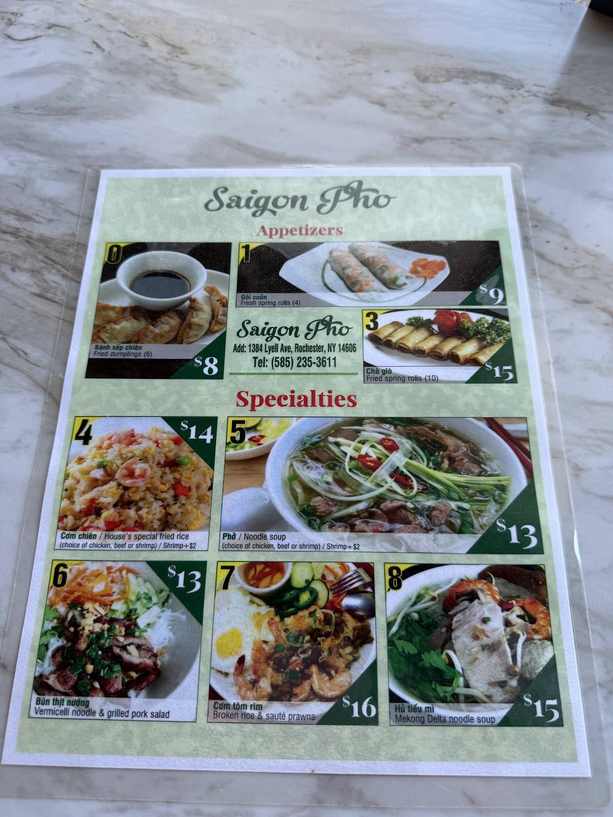 Saigon pho меню