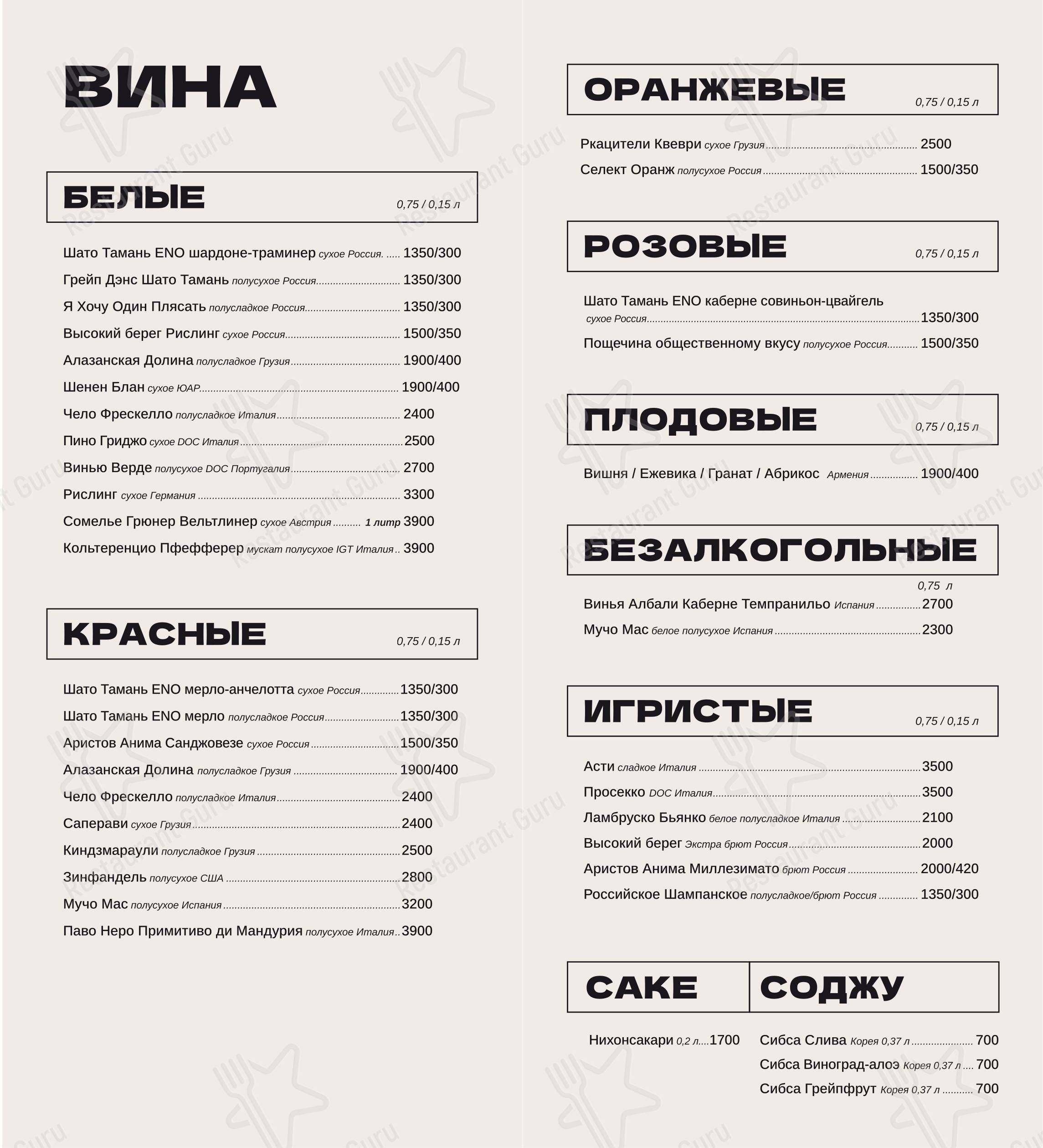 Меню Самое популярное кафе - блюда и напитки