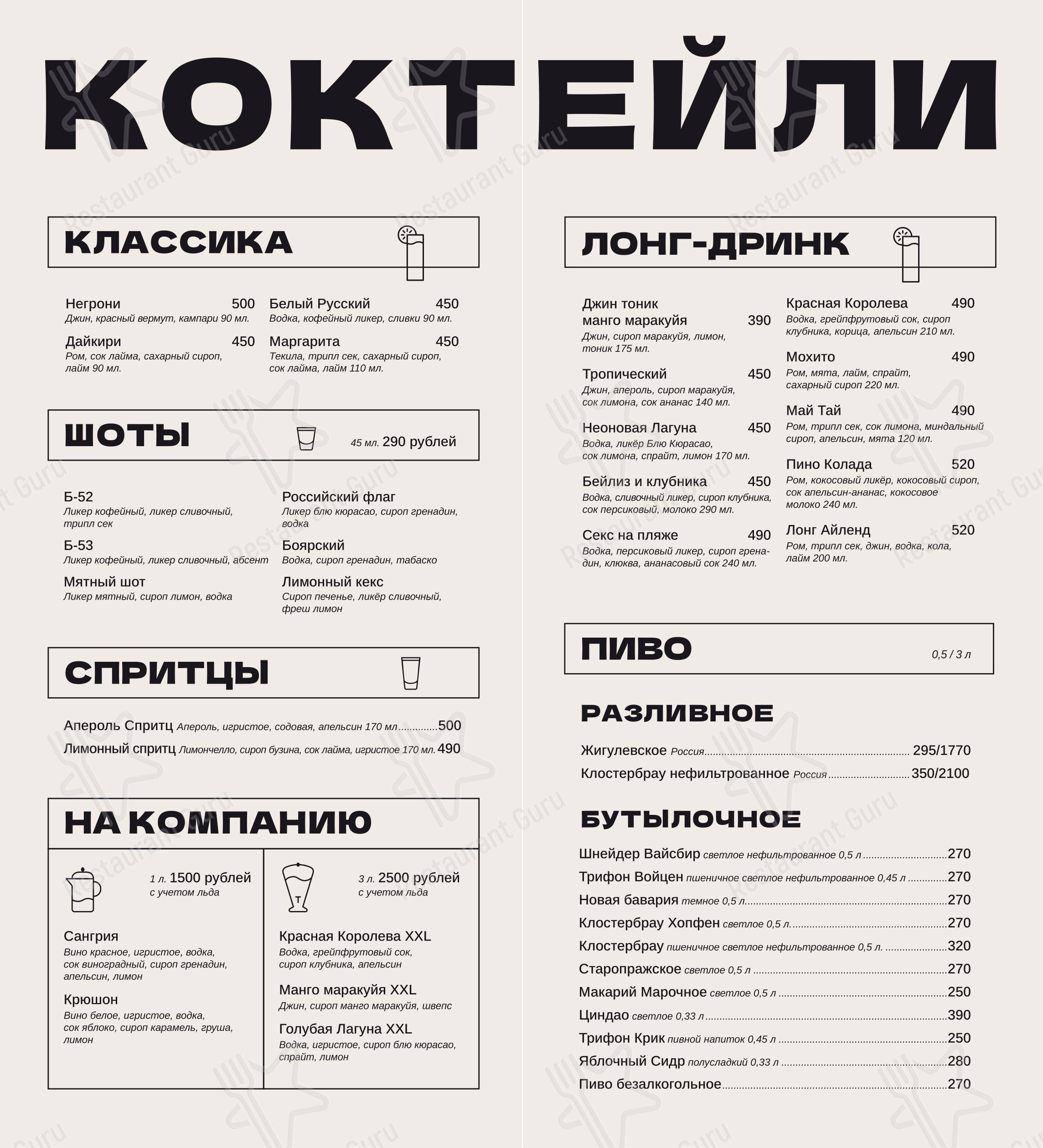 Меню кафе Самое популярное кафе