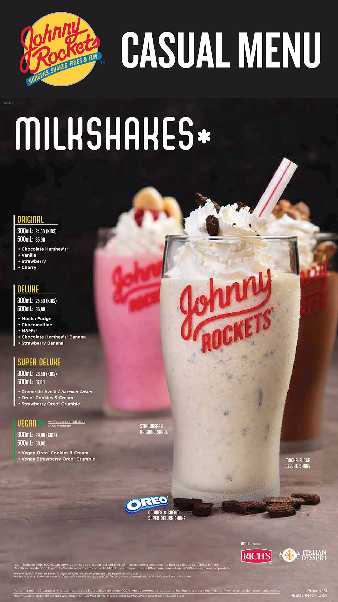 Johnny Rockets Santos меню