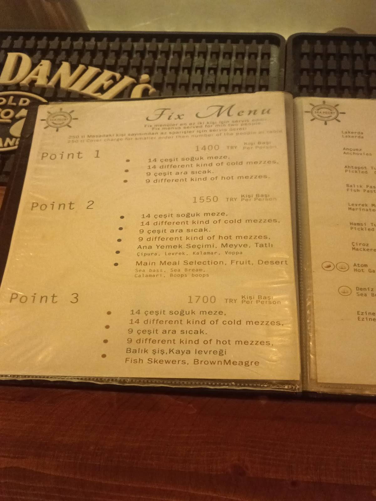 Sea Point Restaurant меню