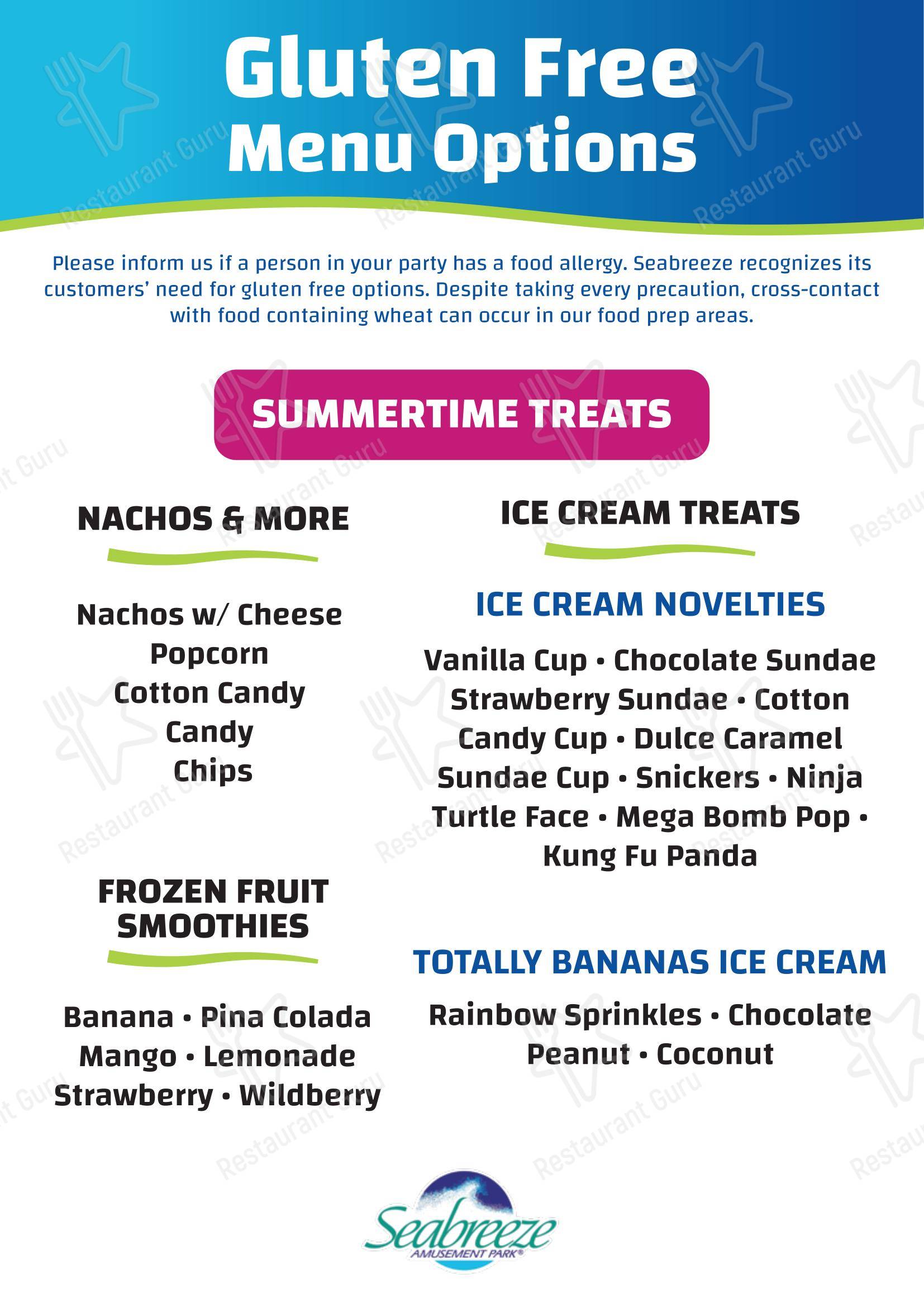 Seabreeze Grill в Рочестере - Takeaway Menu
