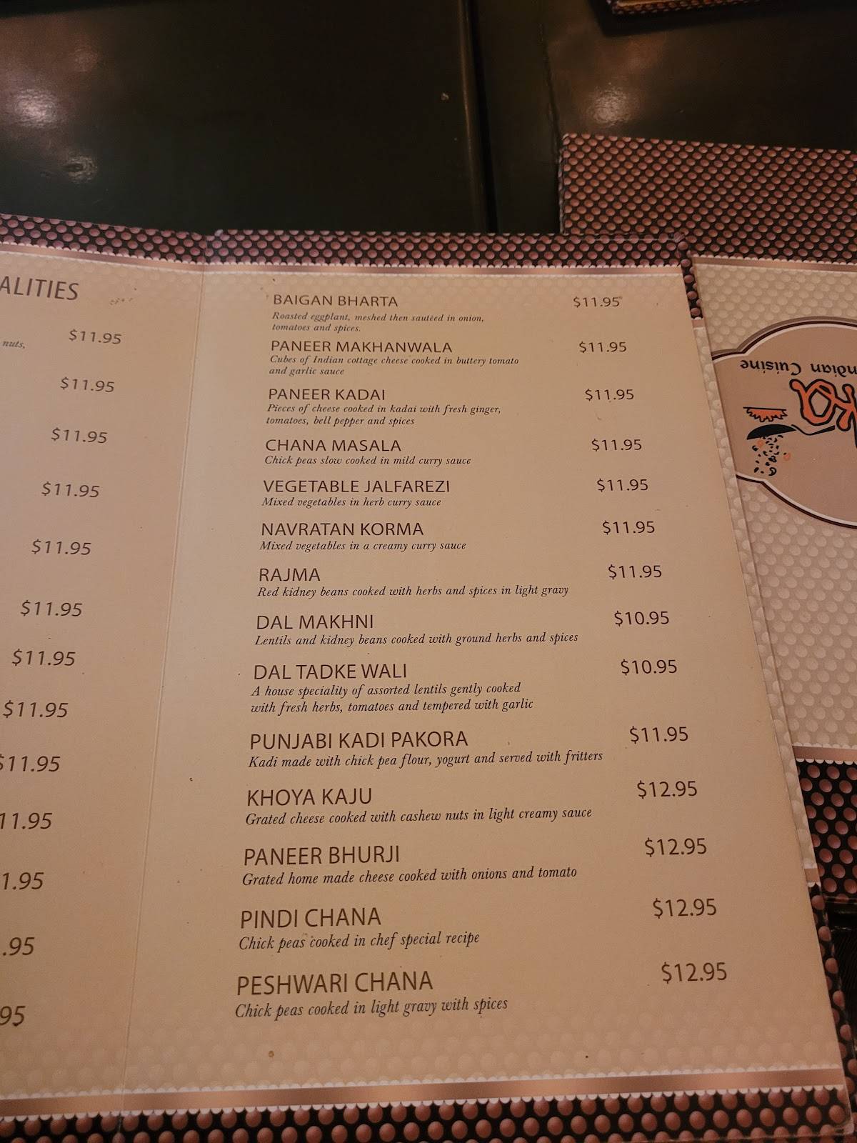 Tadka Fine Indian Cuisine меню