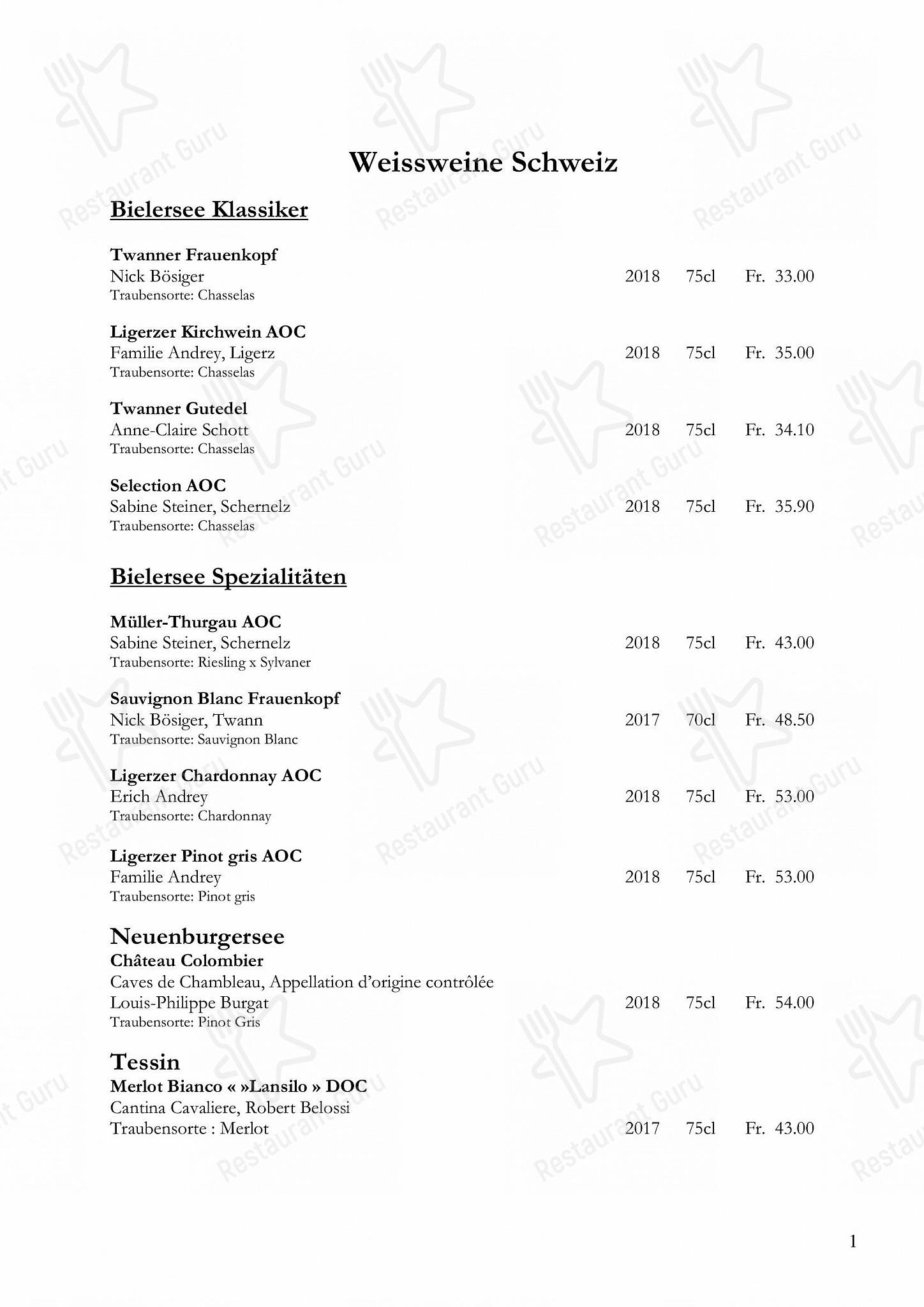 OUR MENU ресторана Restaurant Hotel Seeblick в Мёригене