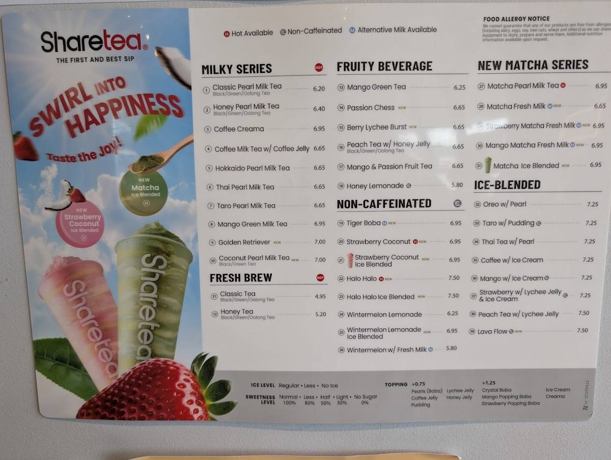 ShareTea меню