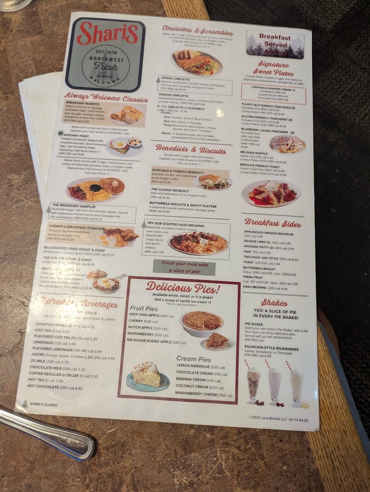 Shari's Cafe and Pies меню