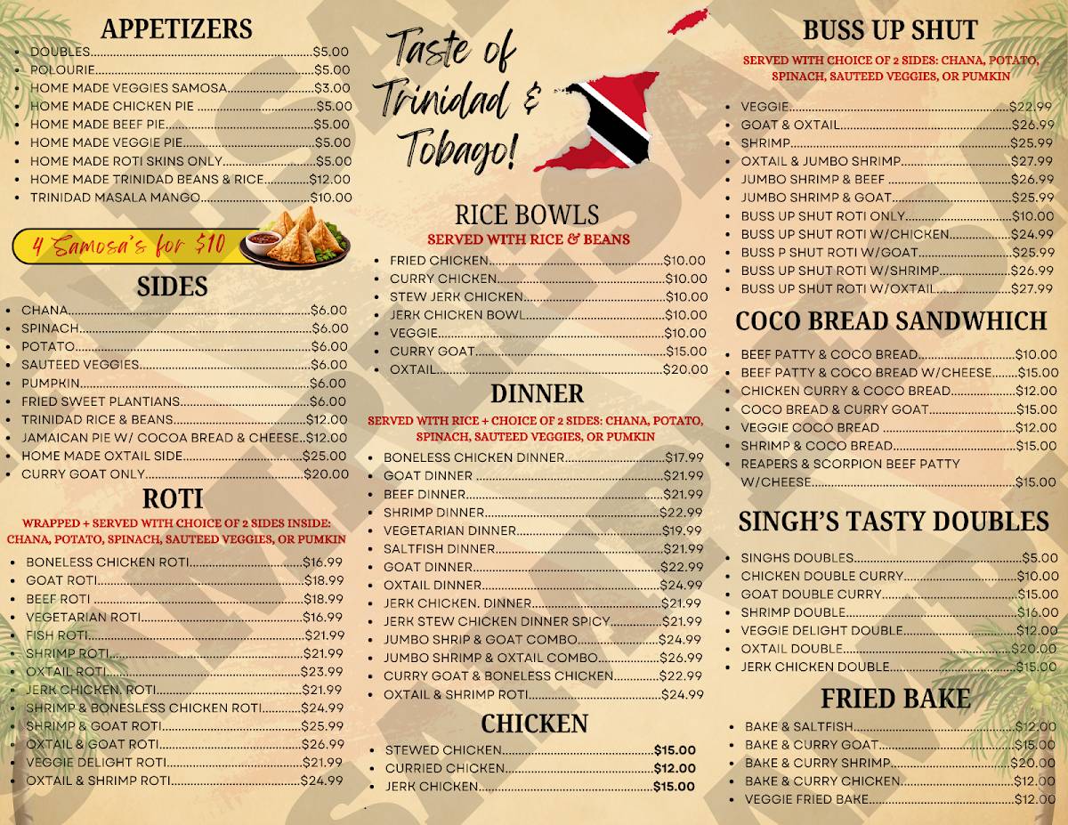 Singh's Roti Shop меню