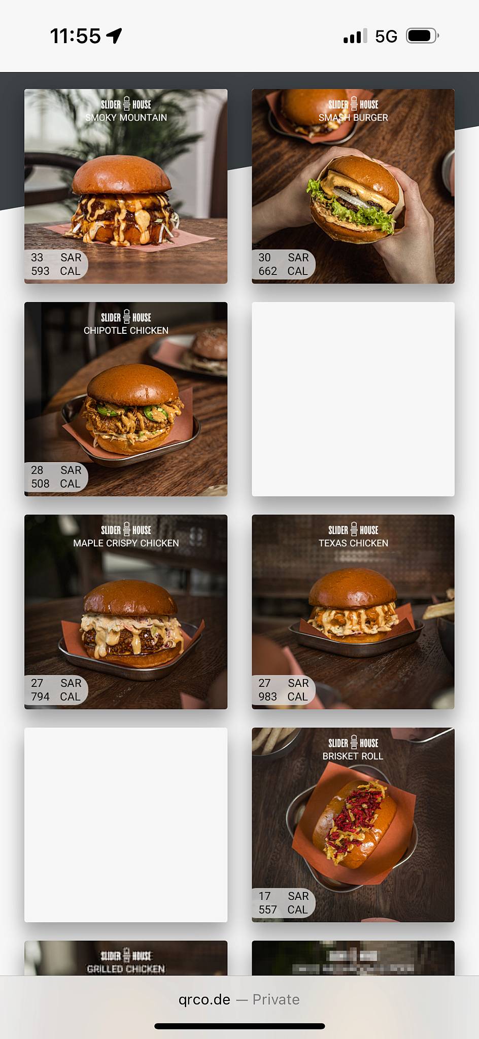 Slider House меню