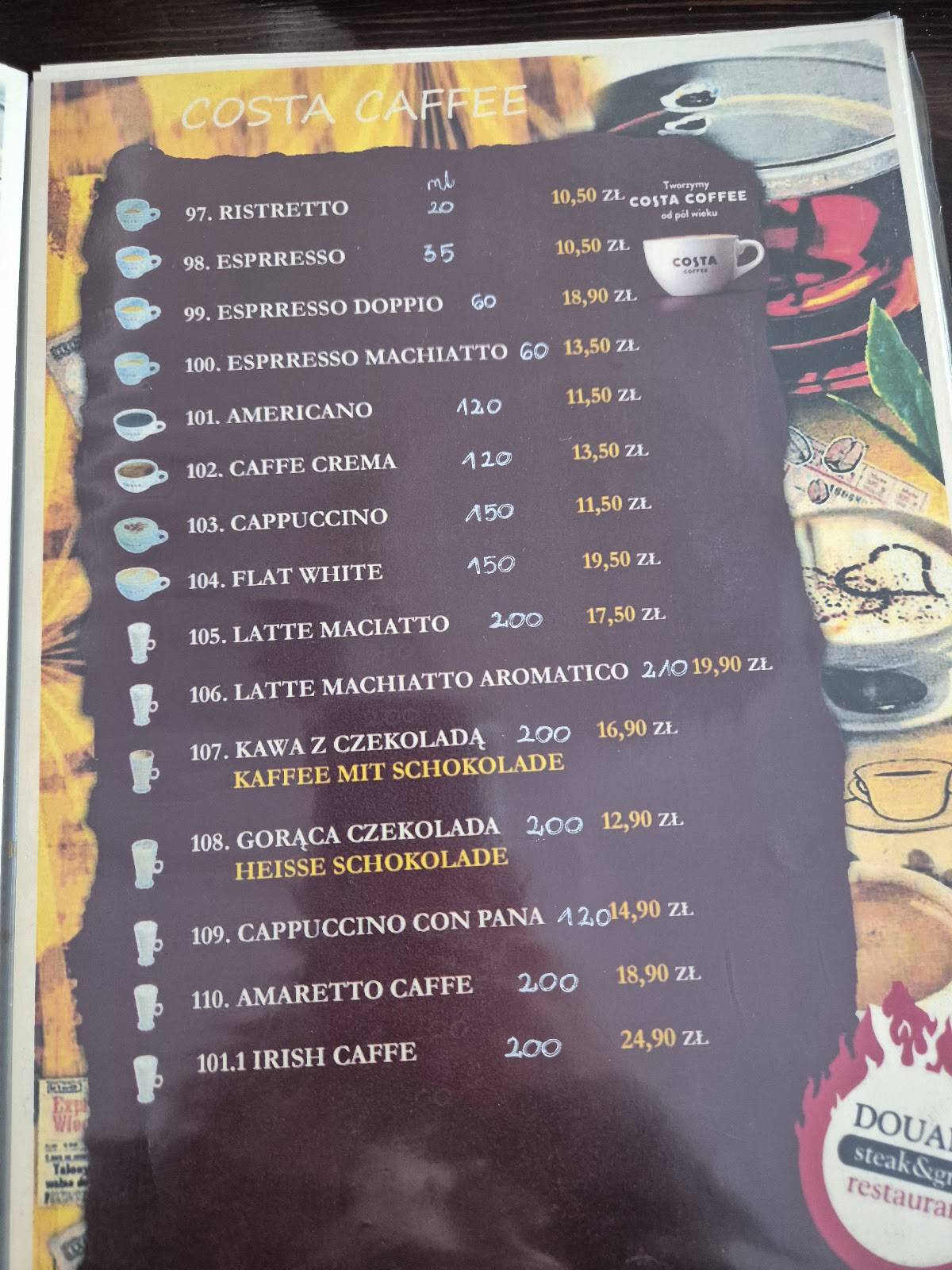 Restauracja Douane меню