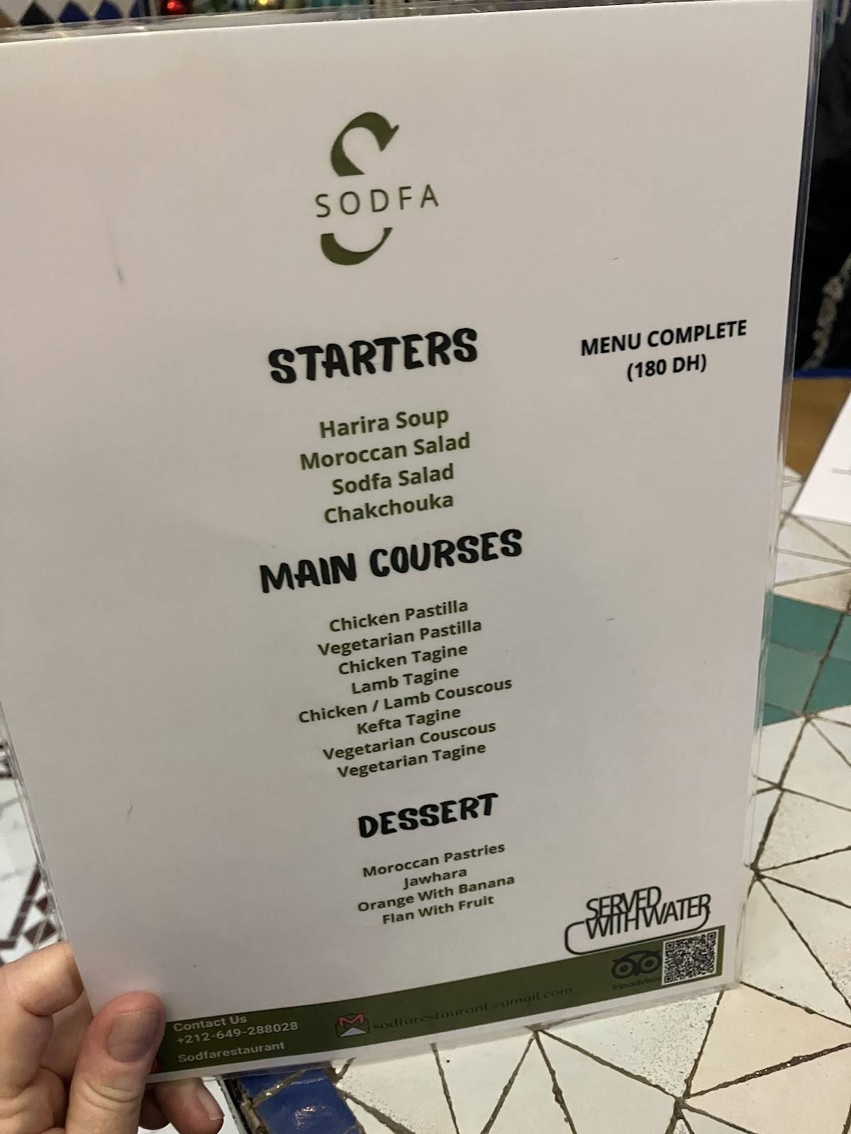 Sodfa меню
