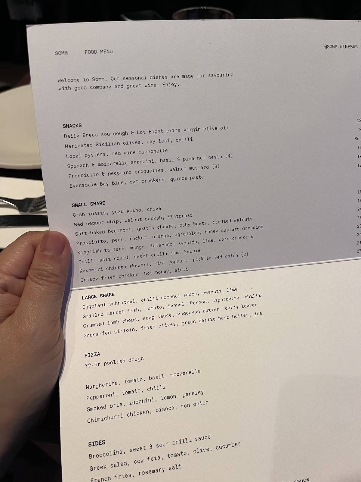 Somm Wine Bar & Bistro меню