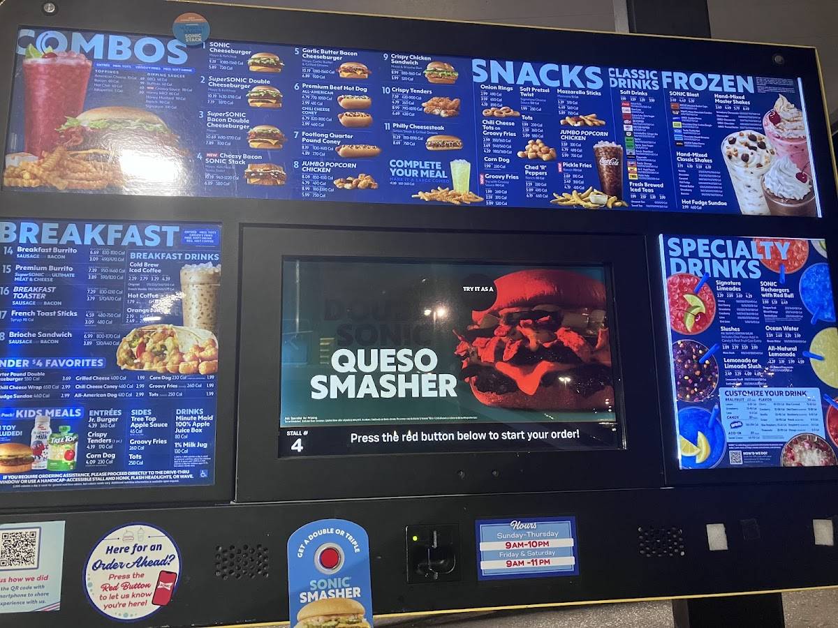 Sonic Drive-In меню