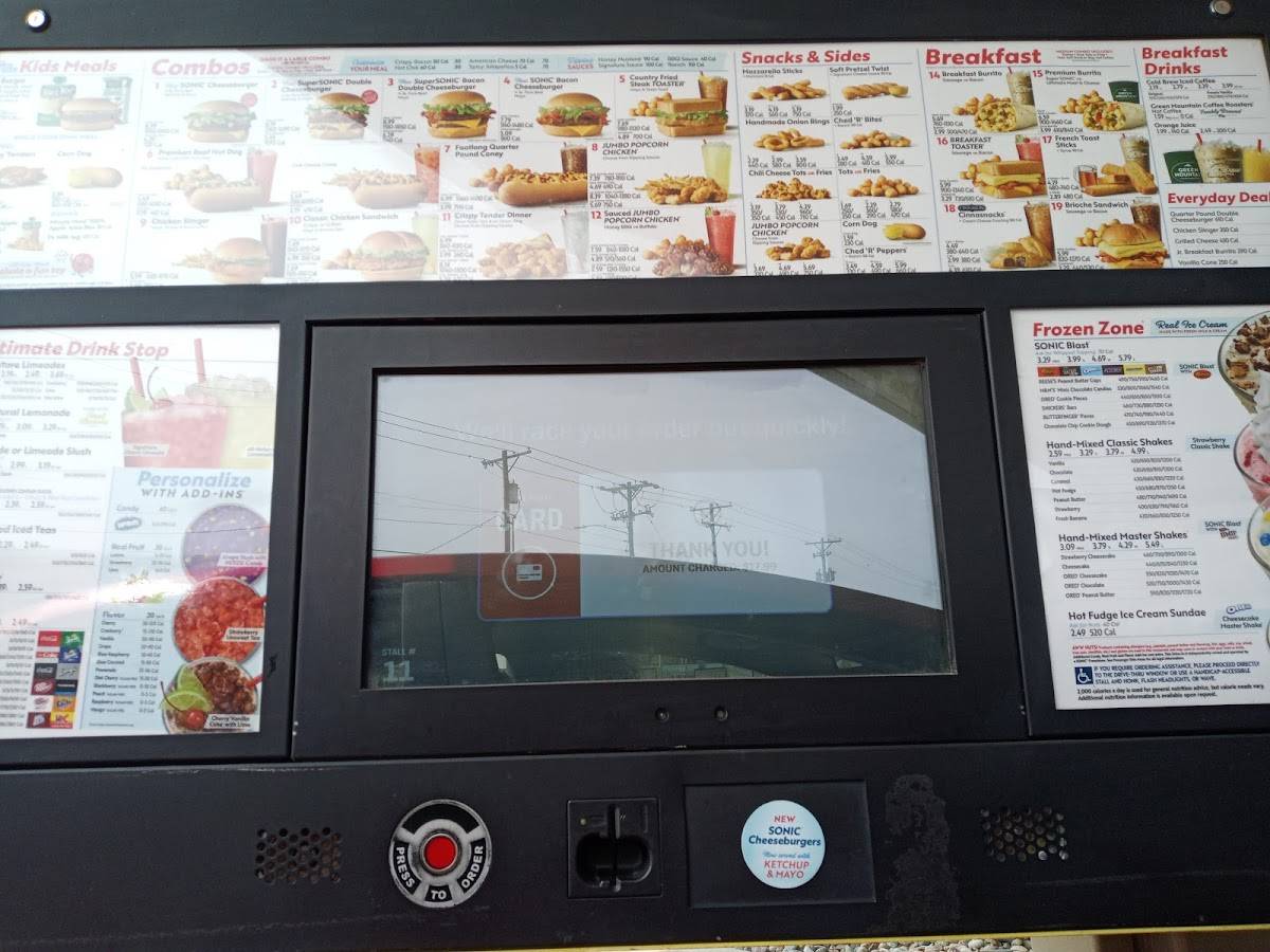 Sonic Drive-In меню