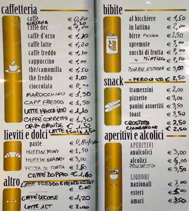 Sopra le Righe меню