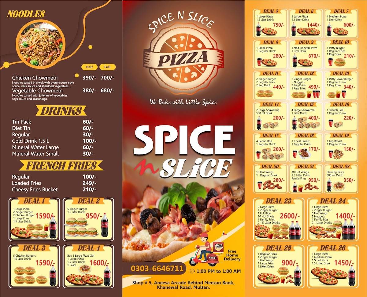 Spice n slice multan меню