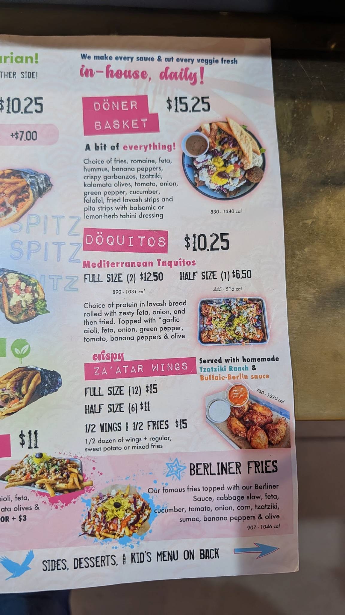 Spitz Mediterranean Street Food меню