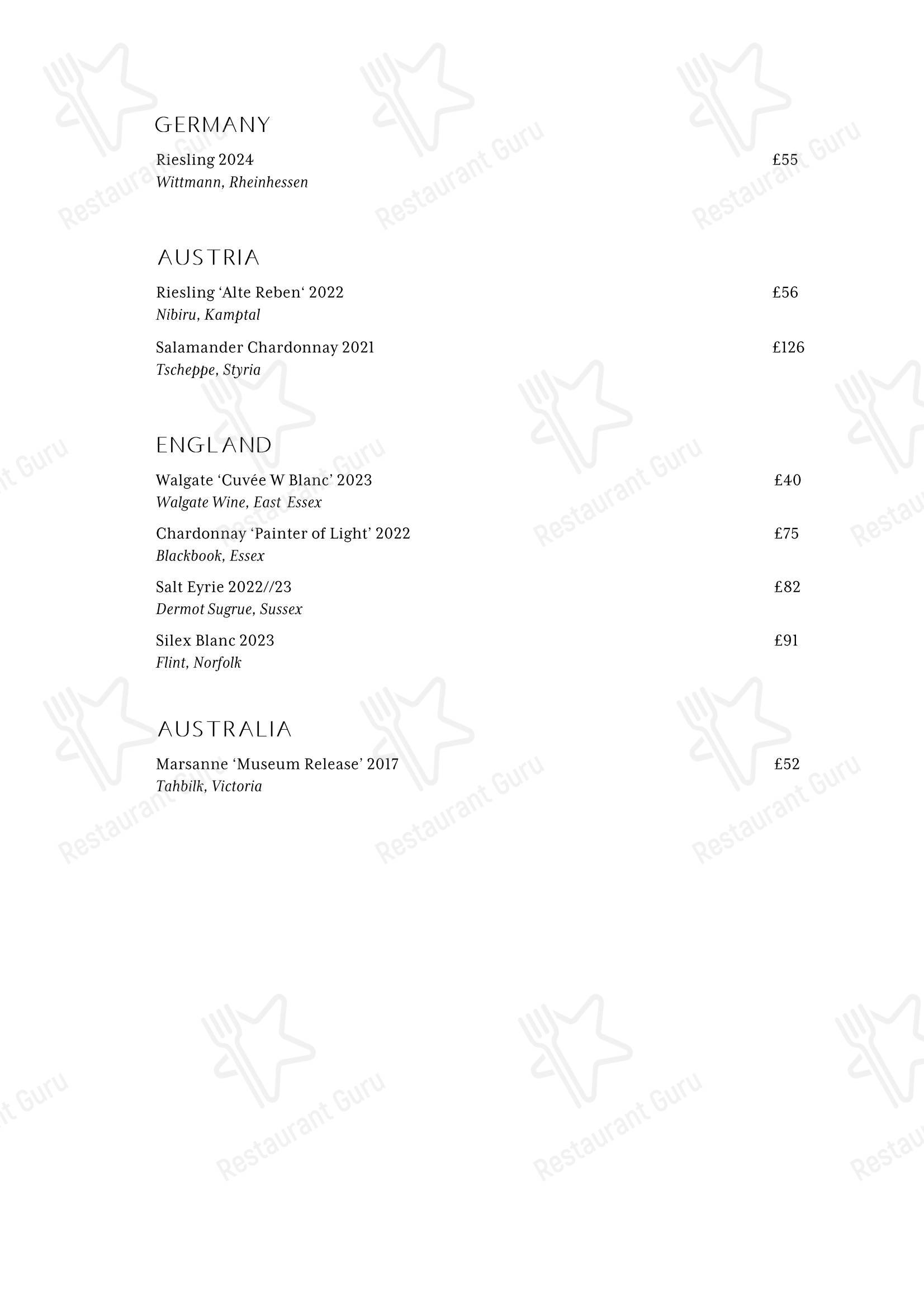 菜单 ресторана Spring Restaurant в Лондоне