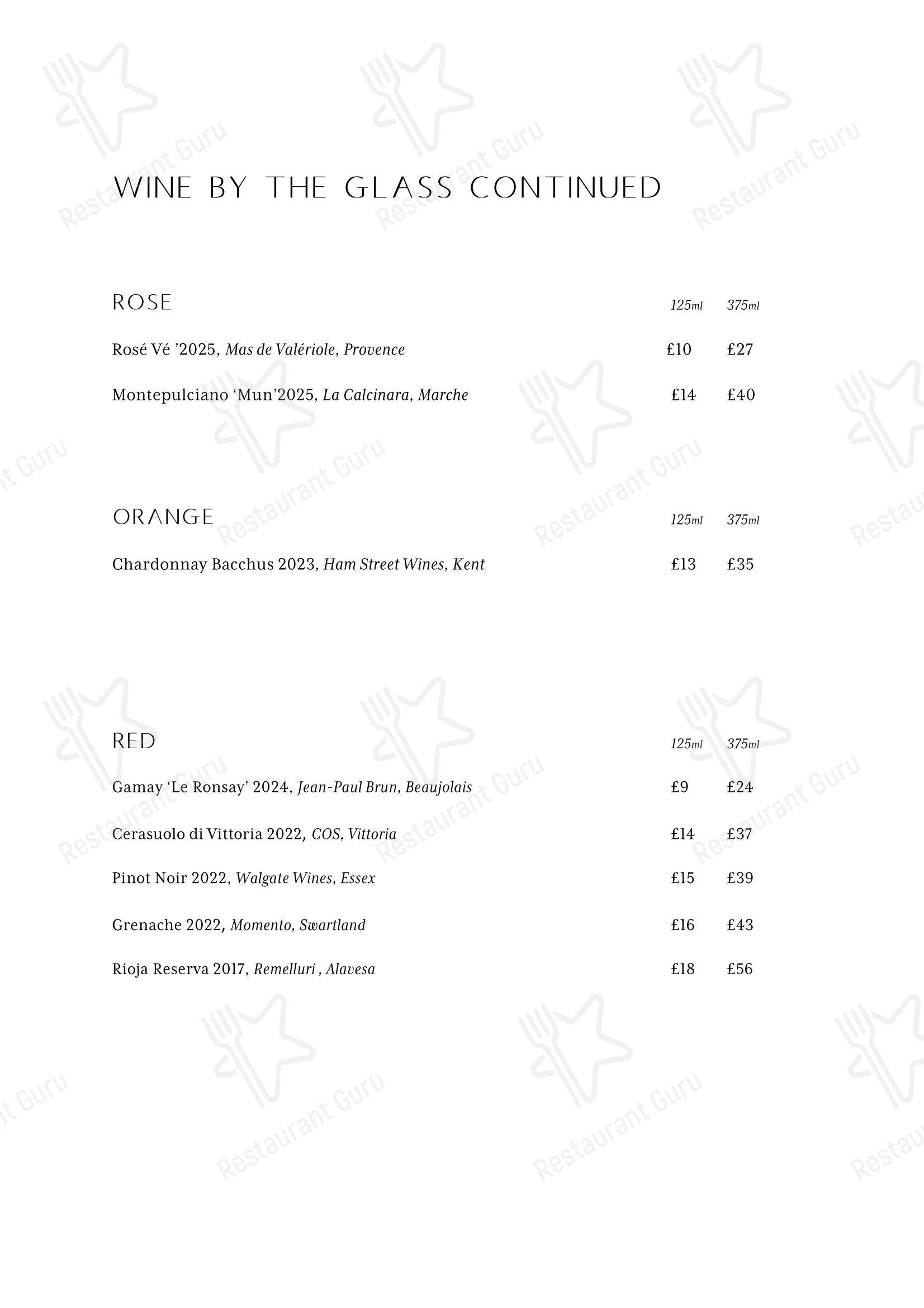 菜单 ресторана Spring Restaurant в Лондоне