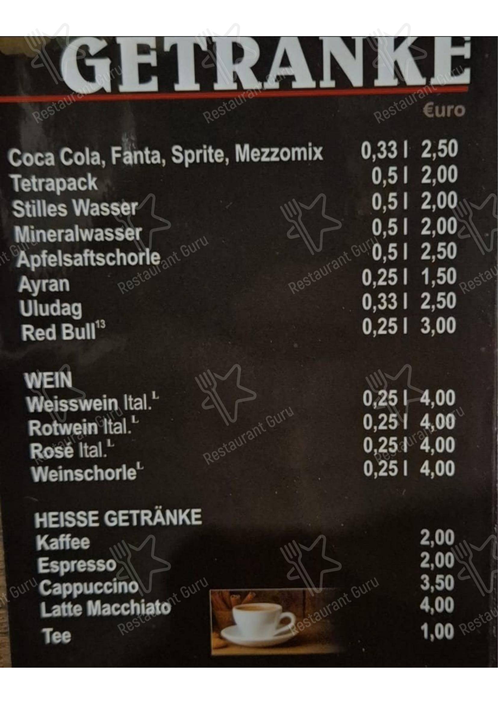 Меню ресторана Stern Kebap в Рангендингене