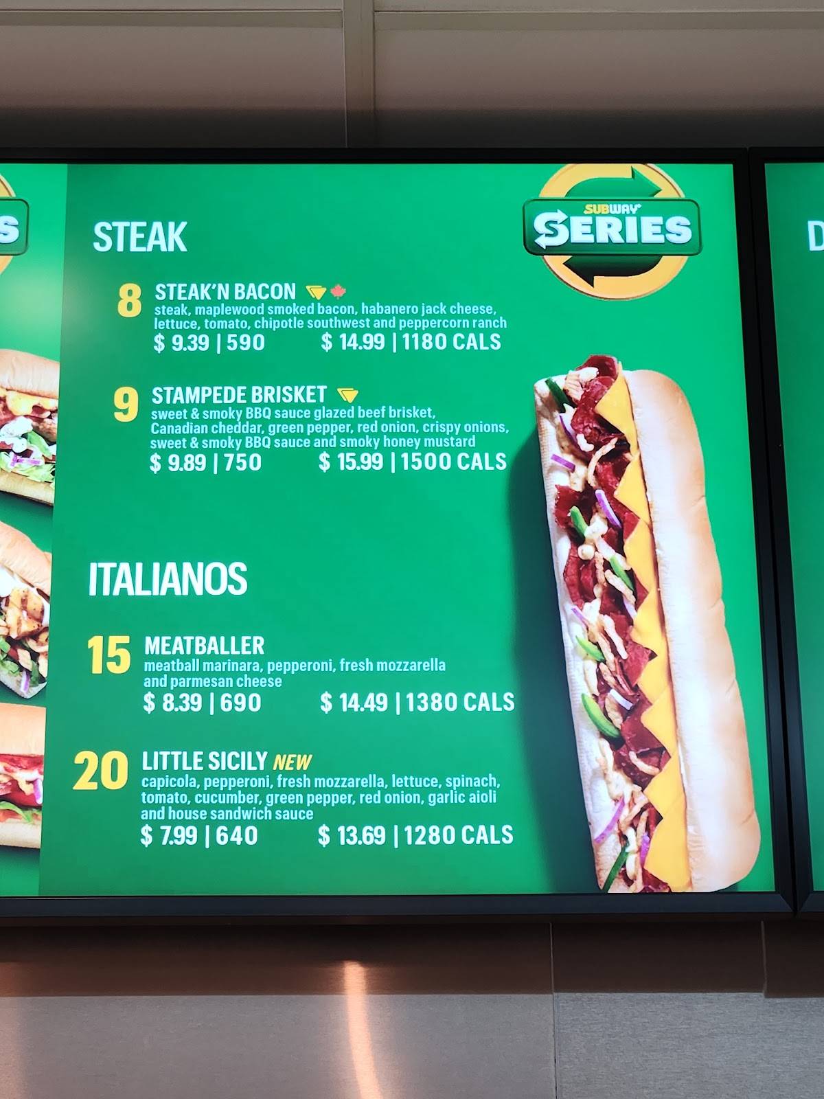 Subway меню