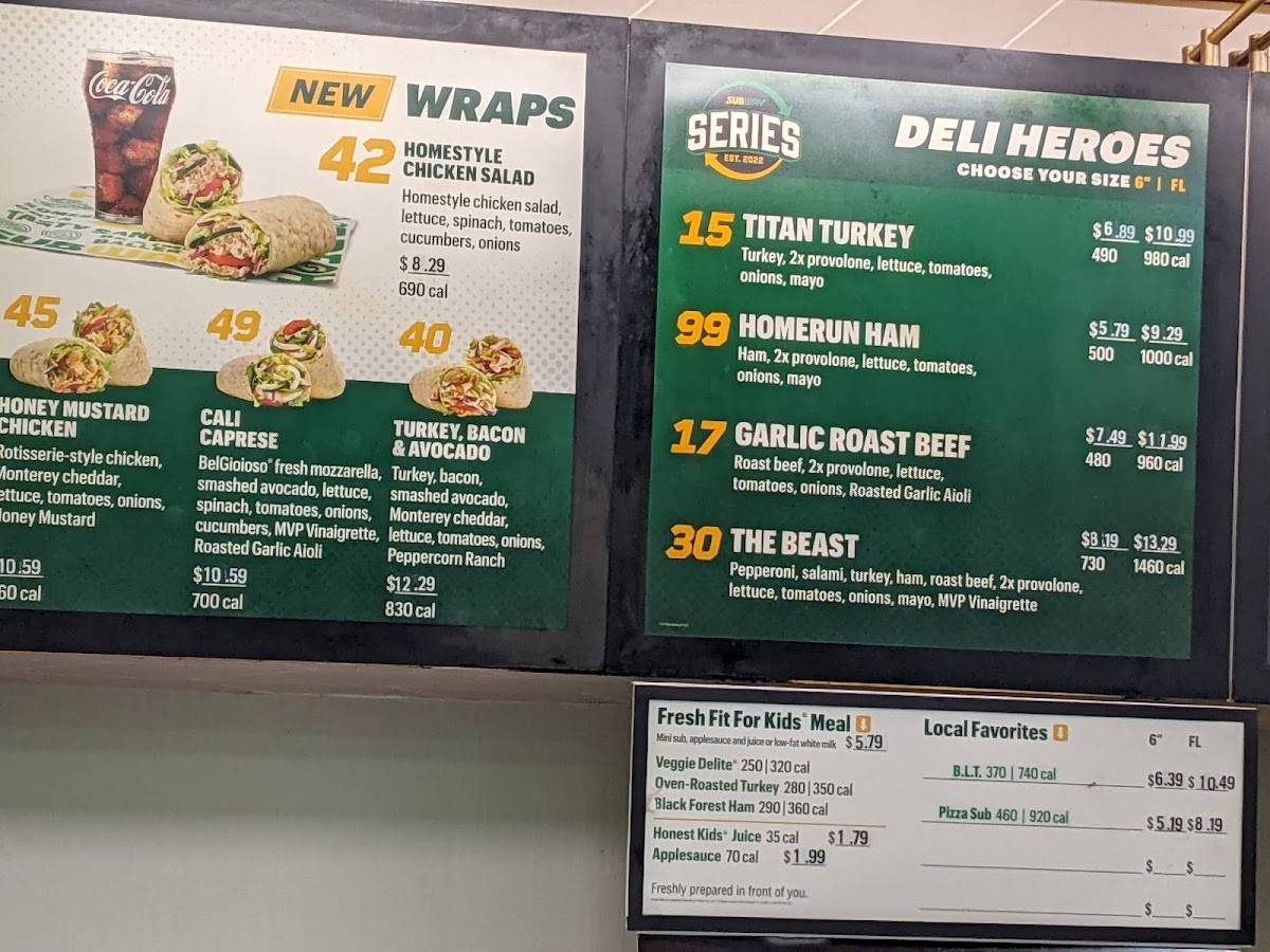 Subway меню