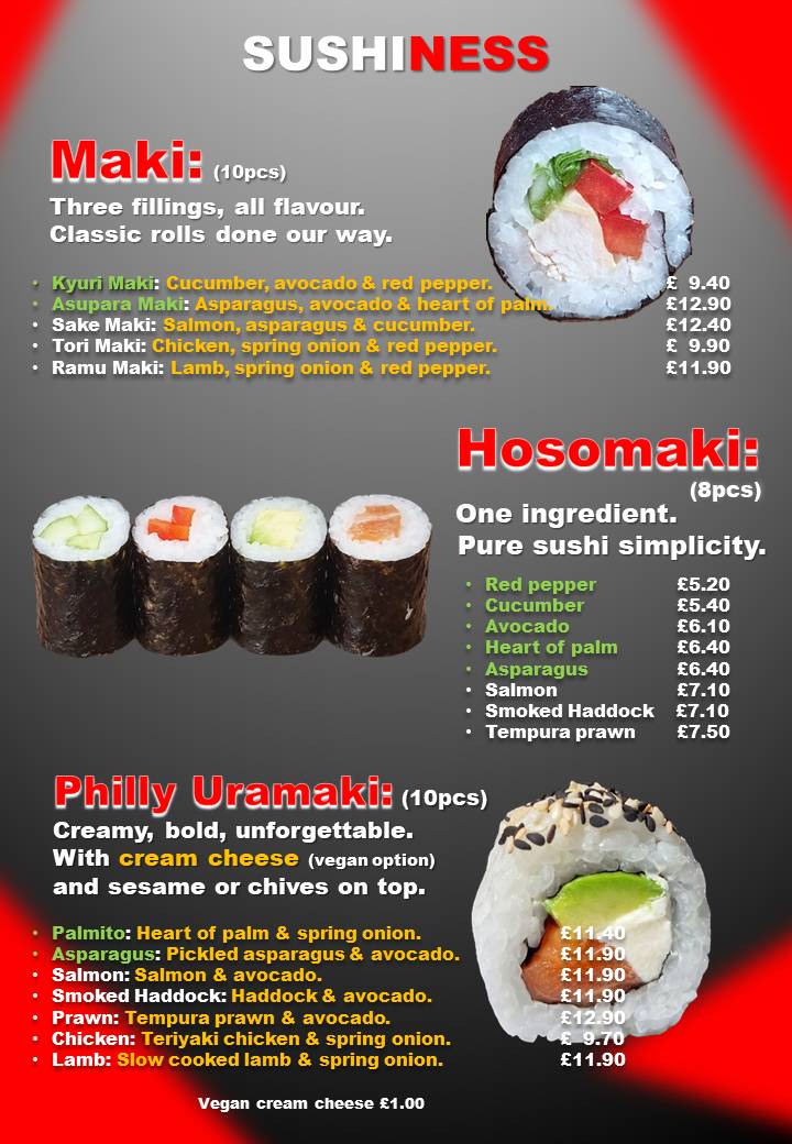 Sushiness Takeaway меню