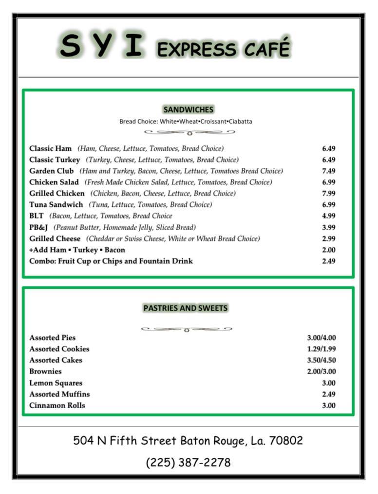 Syi Express Cafe меню