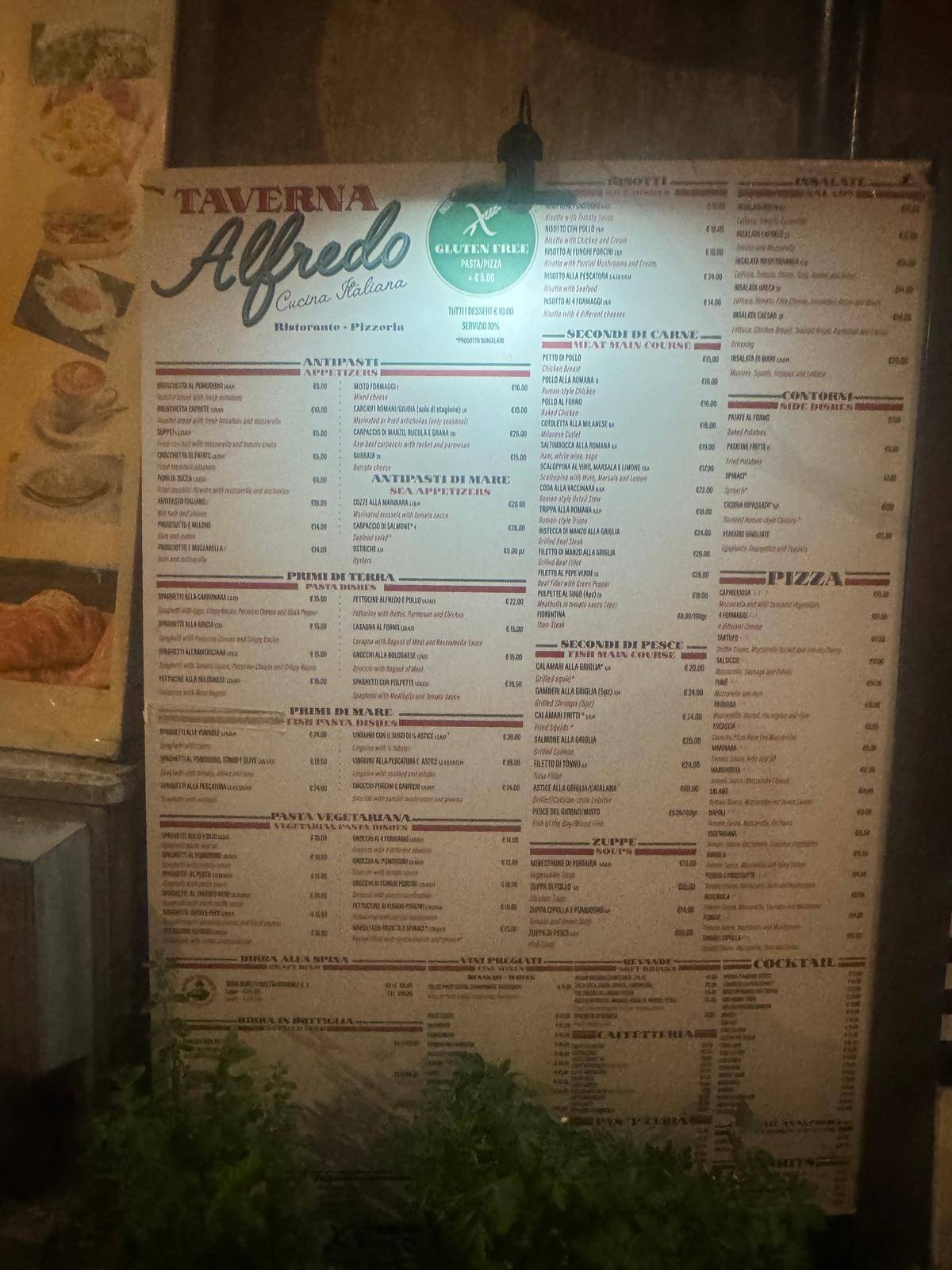 Taverna Alfredo меню