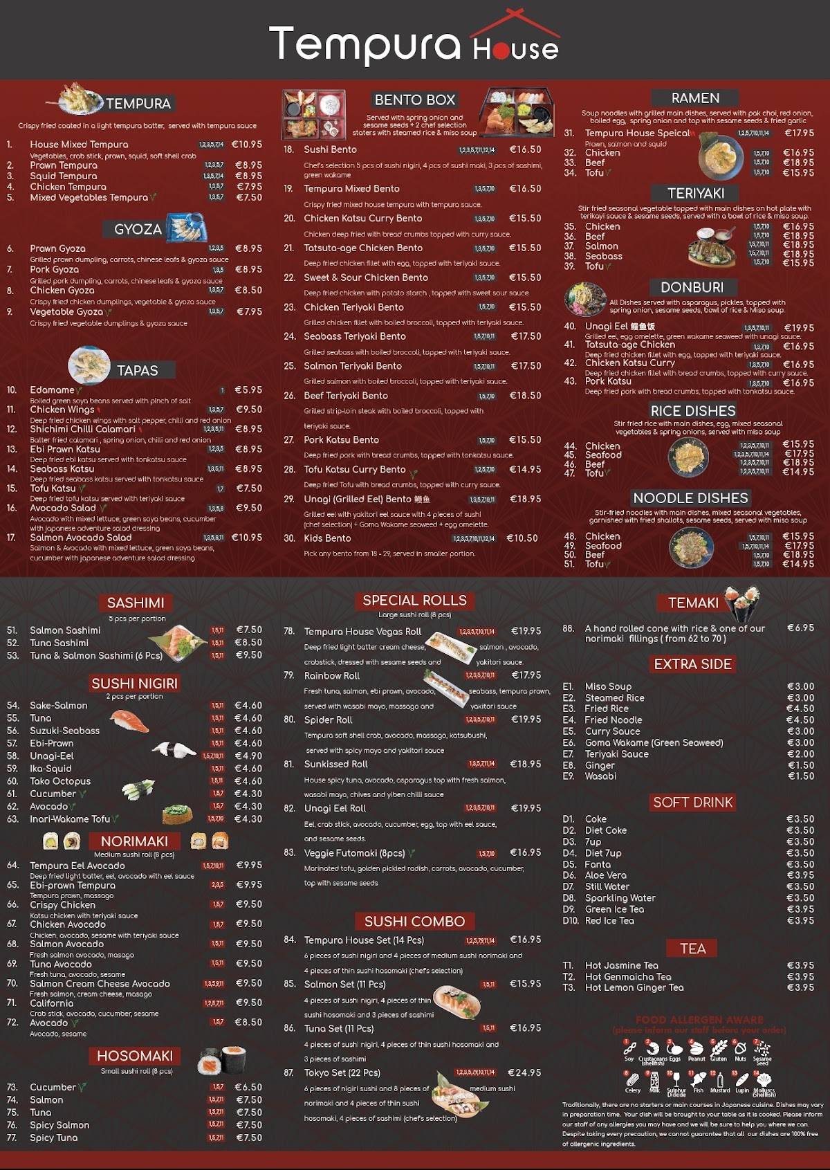 Tempura House меню