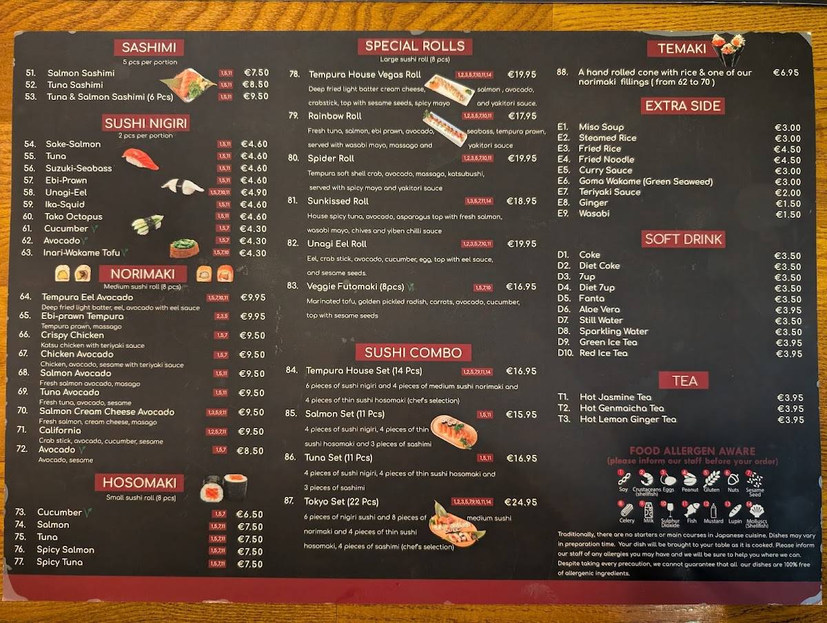 Tempura House меню