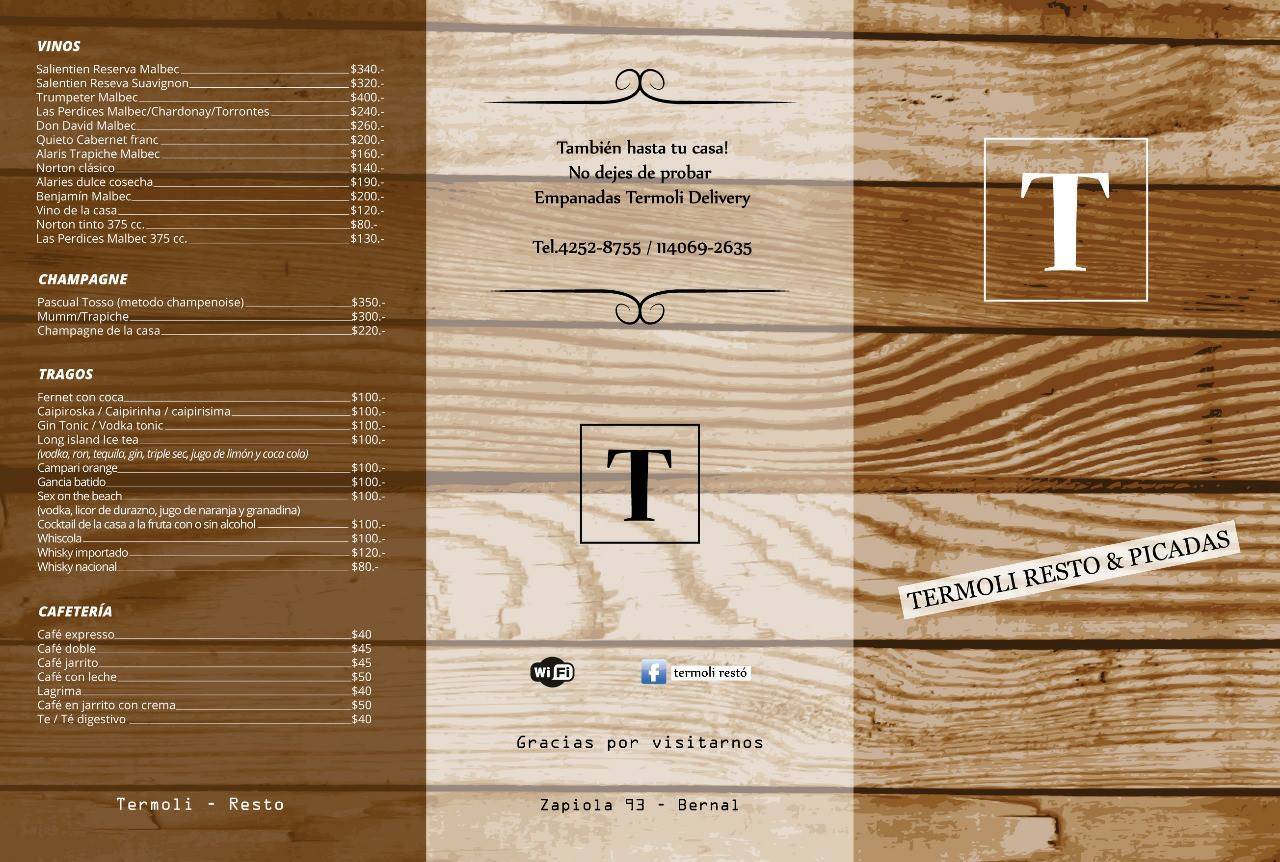 Termoli RESTO Picadas Bernal меню