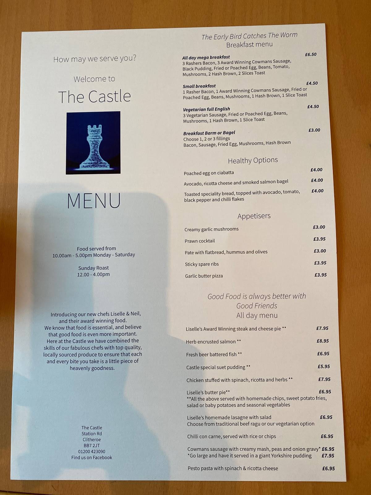 The Castle Pub Clitheroe меню