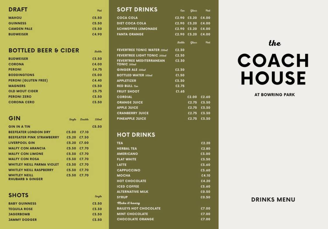 The Coach House at Bowring Park меню