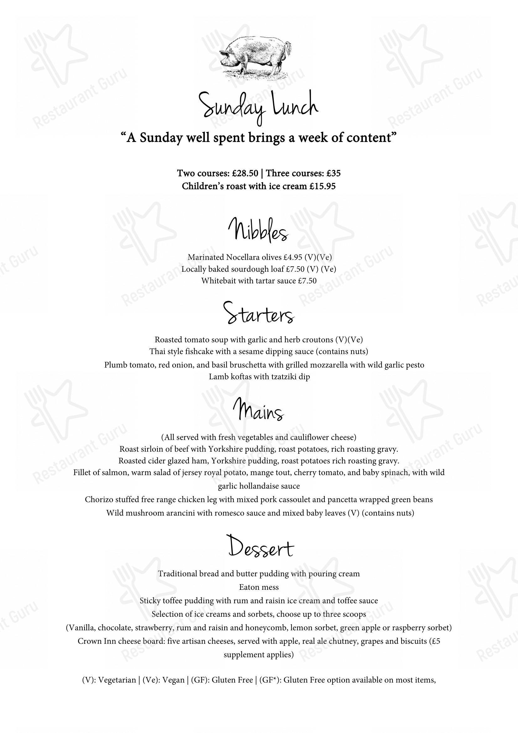 The Crown Inn Elton в Питерборо - 菜单