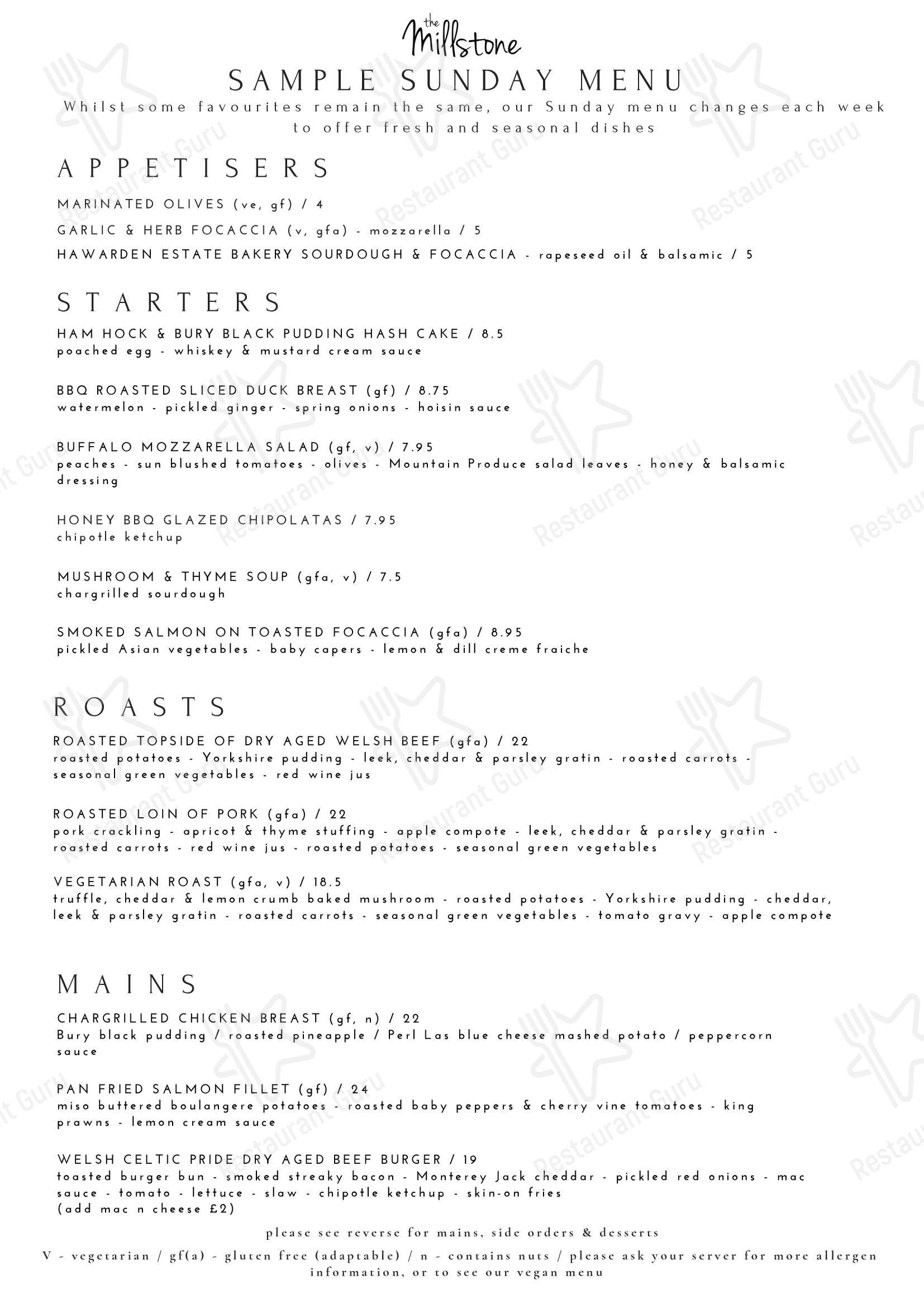 The Millstone в Пенифордде - Drink menu