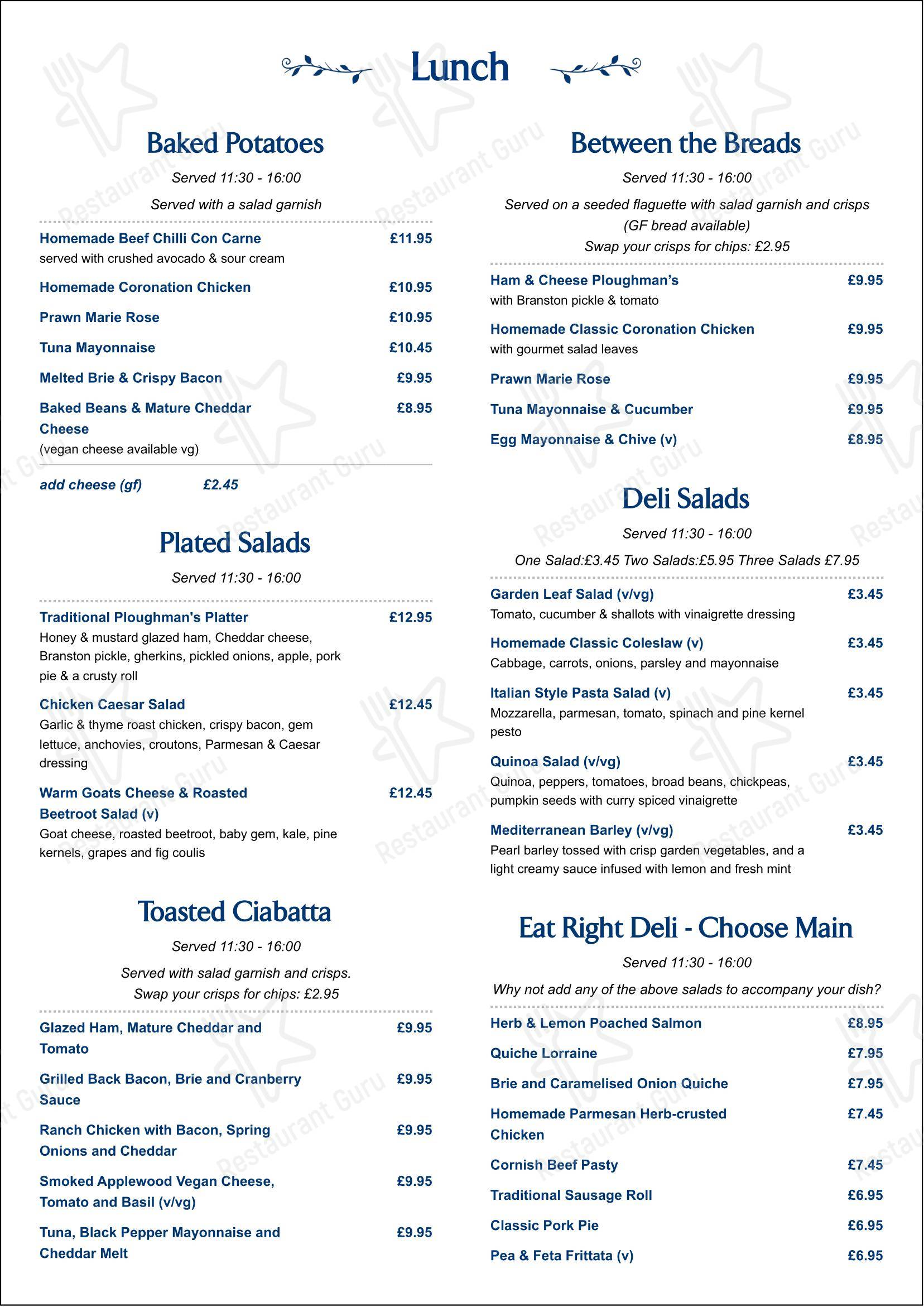 Меню напитков ресторана The Parlour at Springfields Home & Garden в Спалдинге