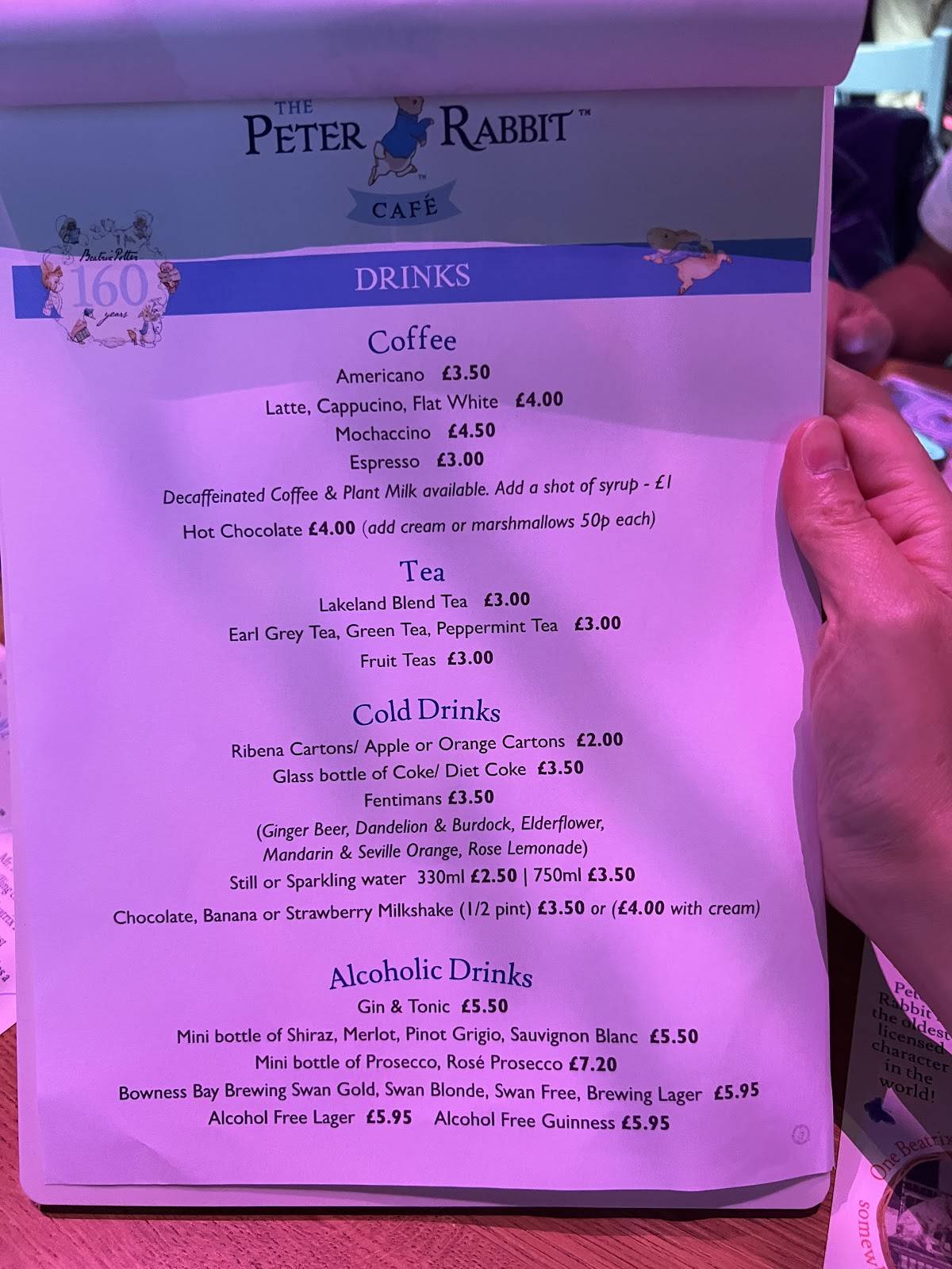 The Peter Rabbit Café меню