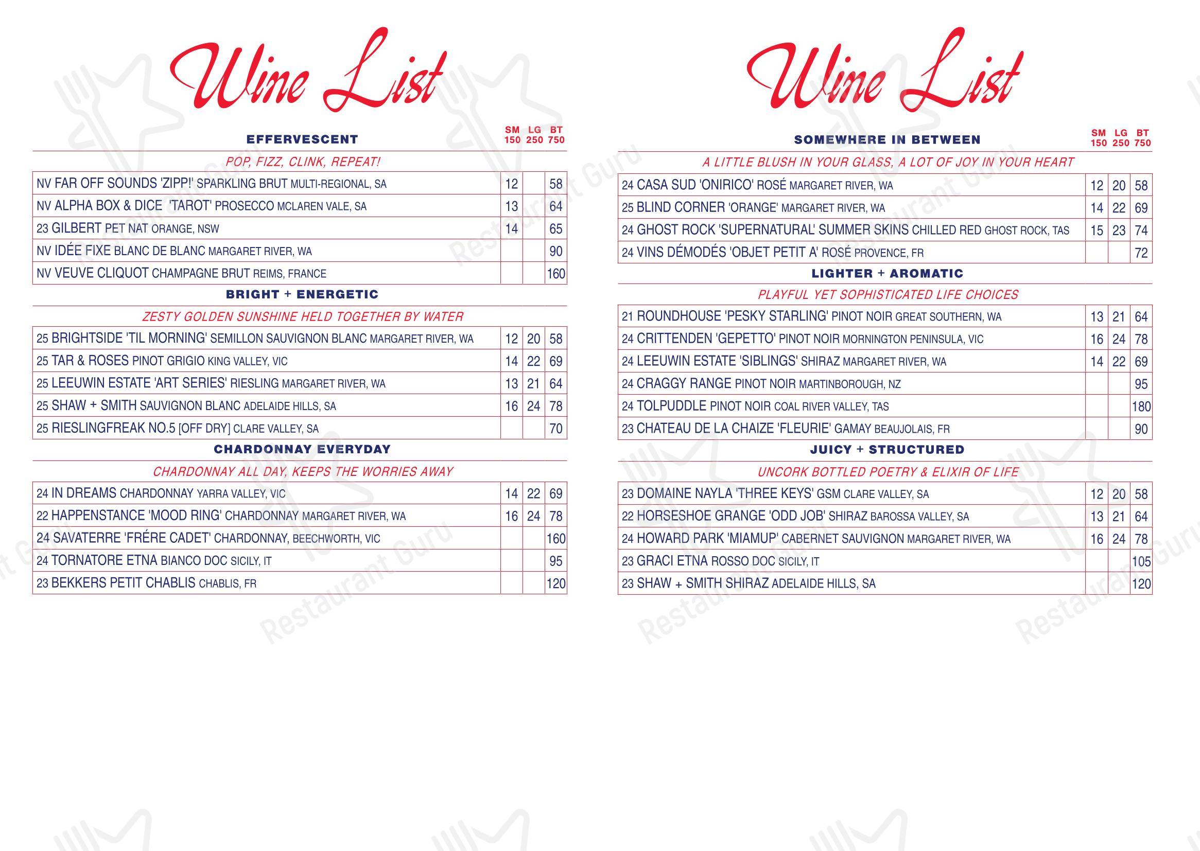 Меню паба и бара The Rechabite - Lunch Menu