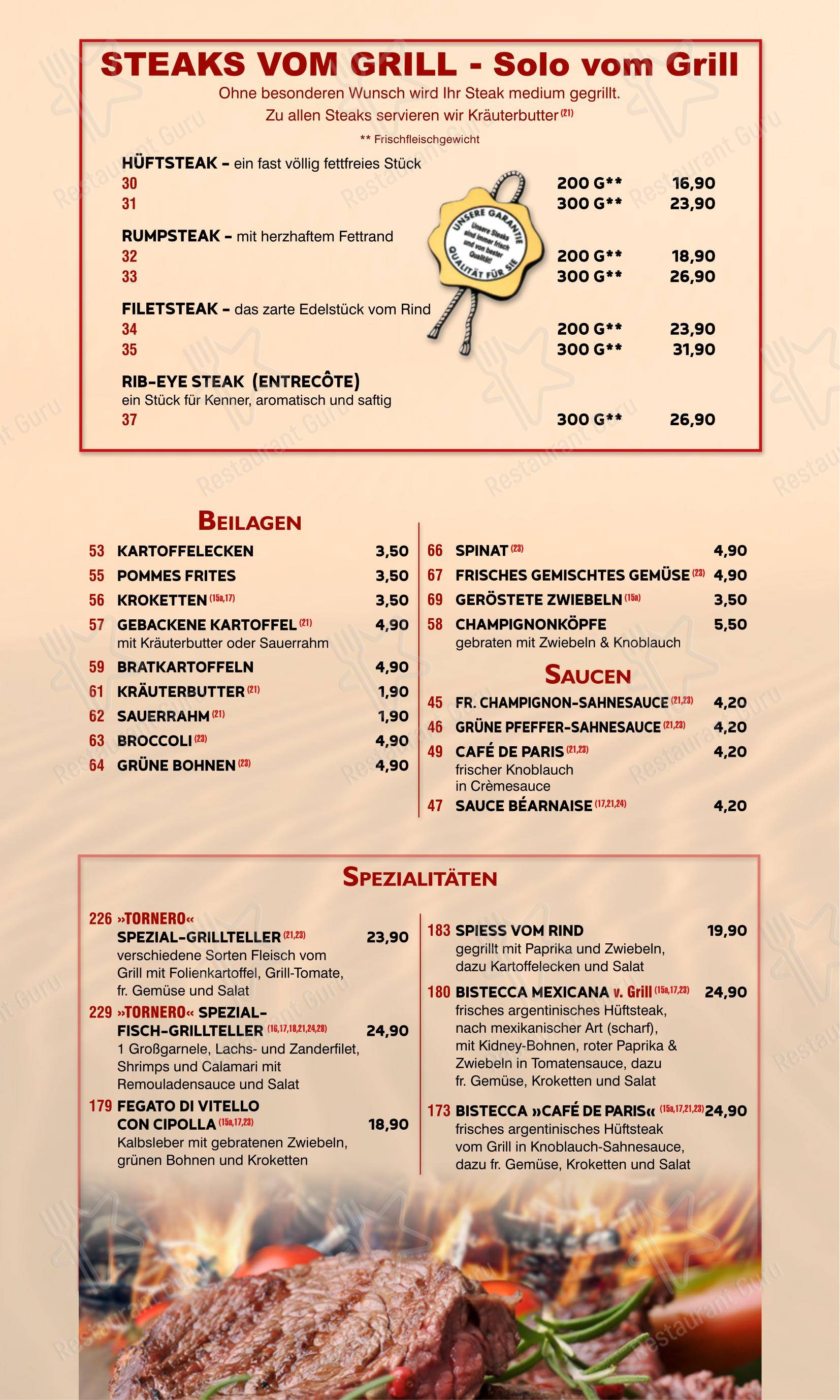 Tornero в Берлине - Меню напитков