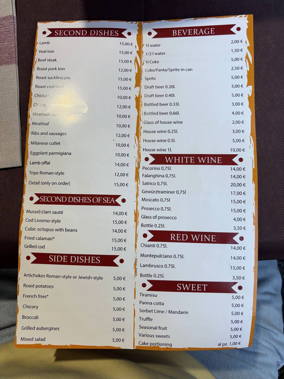 Trattoria Pizzeria Da Simonetta меню