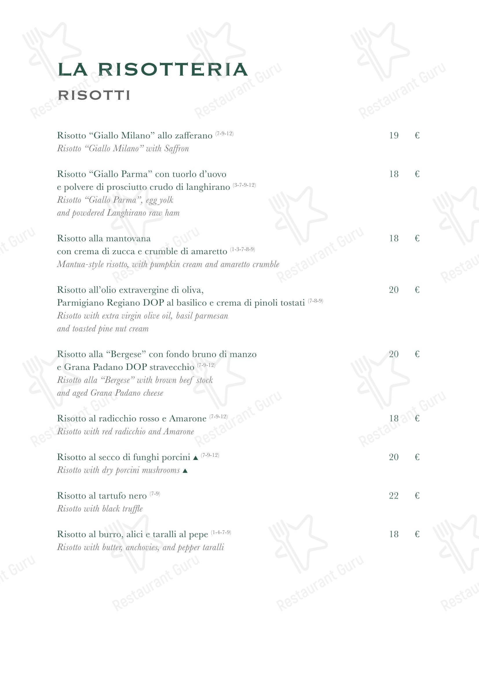 Trattoria Stendhal Roma в Риме - Основное меню