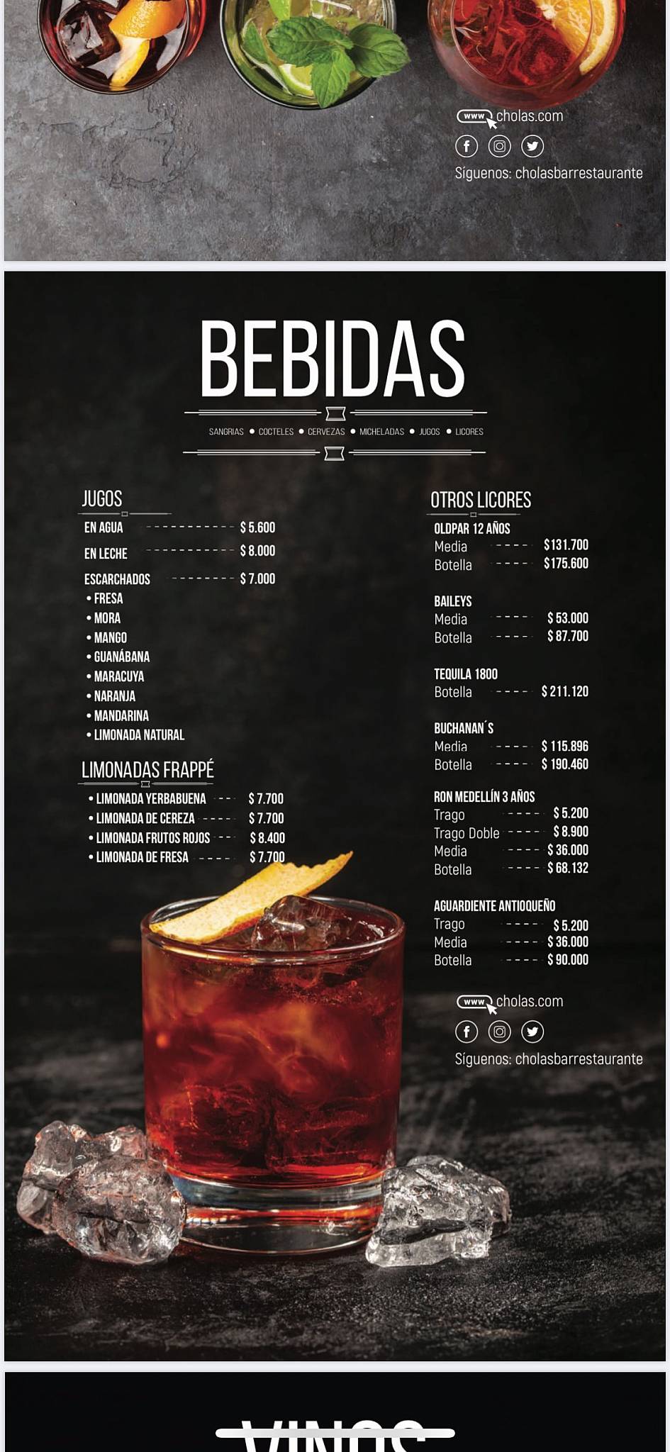 Bar y Restaurante Las Cholas меню