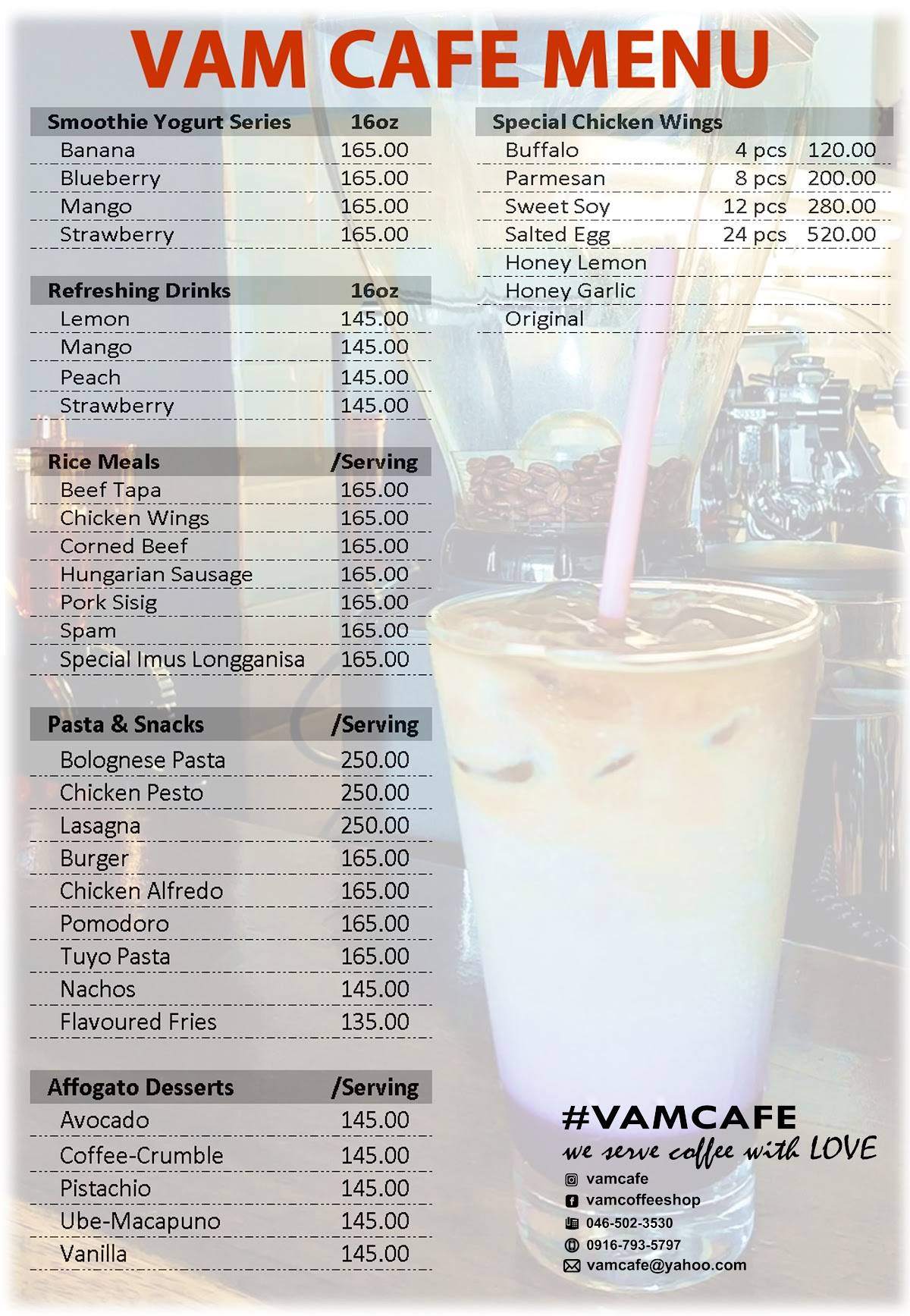 VAM Cafe меню