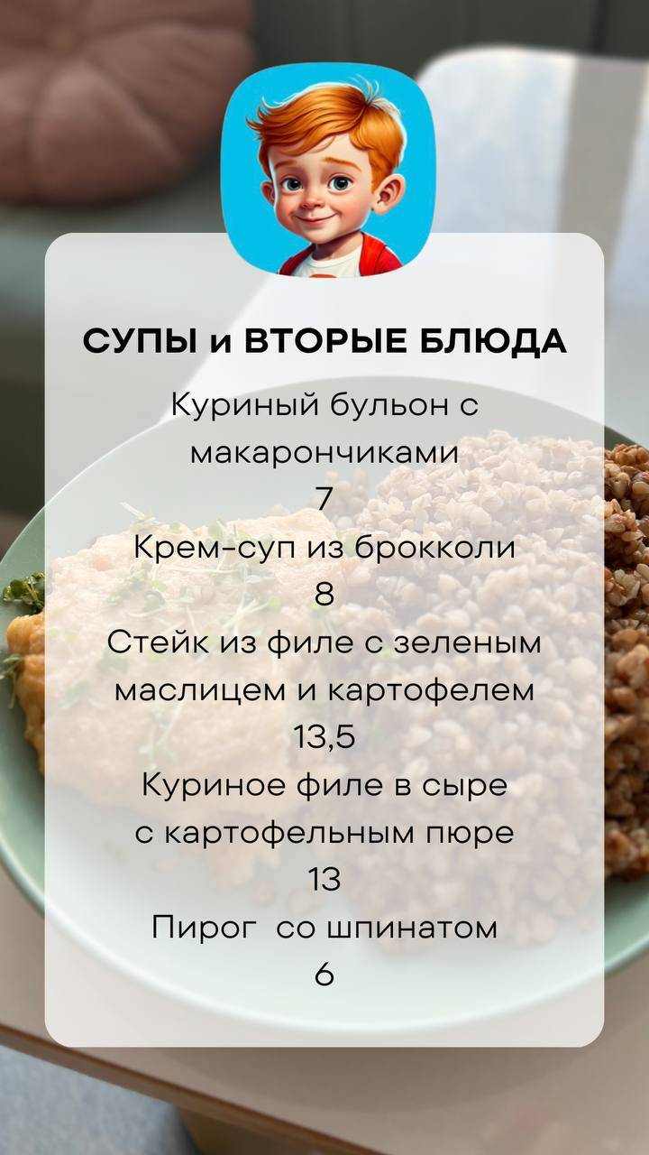 Варежка меню