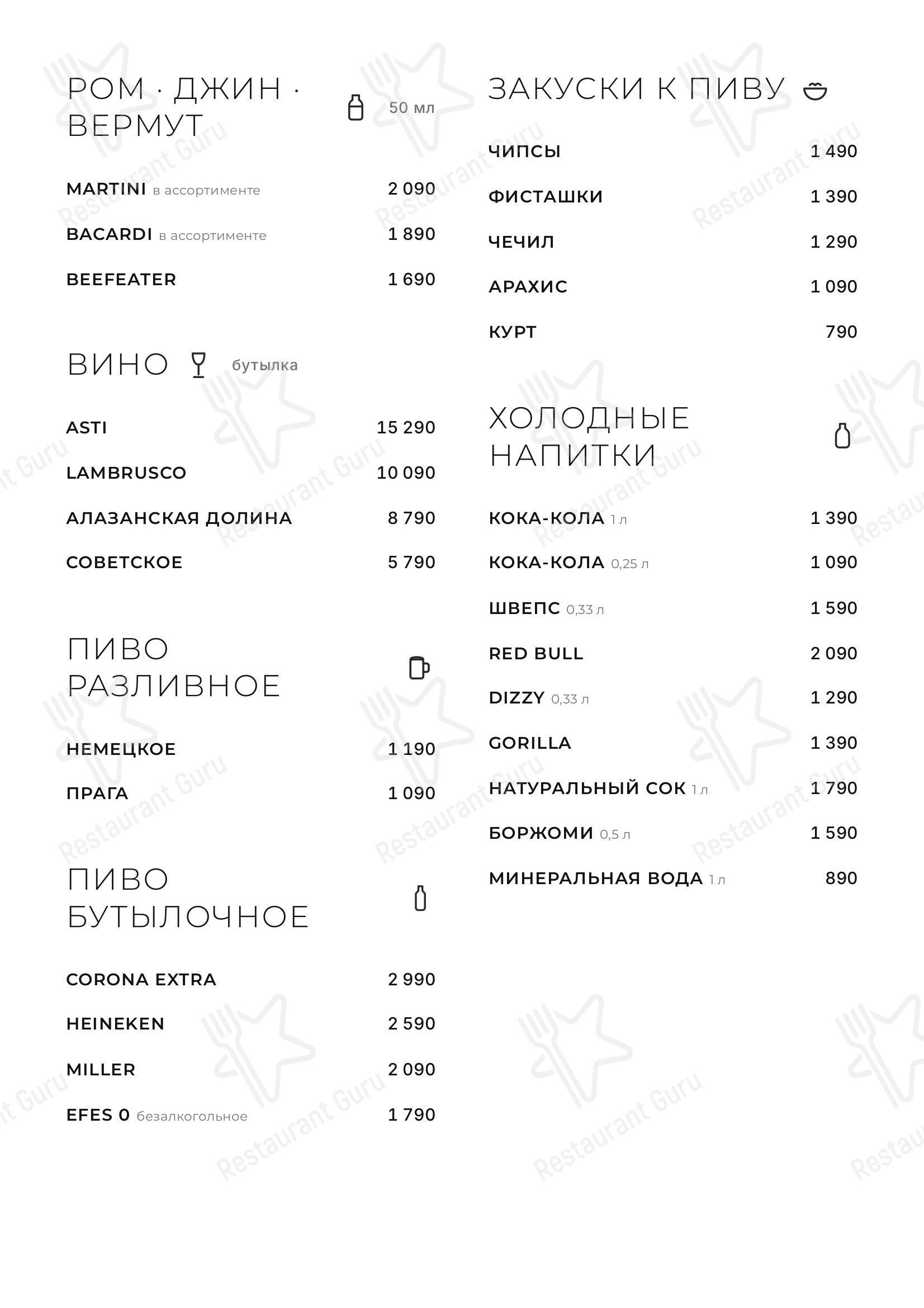 Меню ресторана Victoria