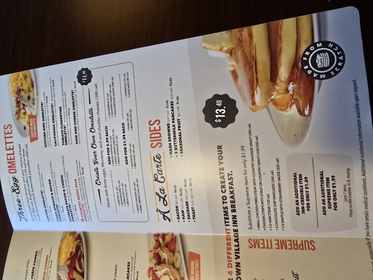 Village Inn меню