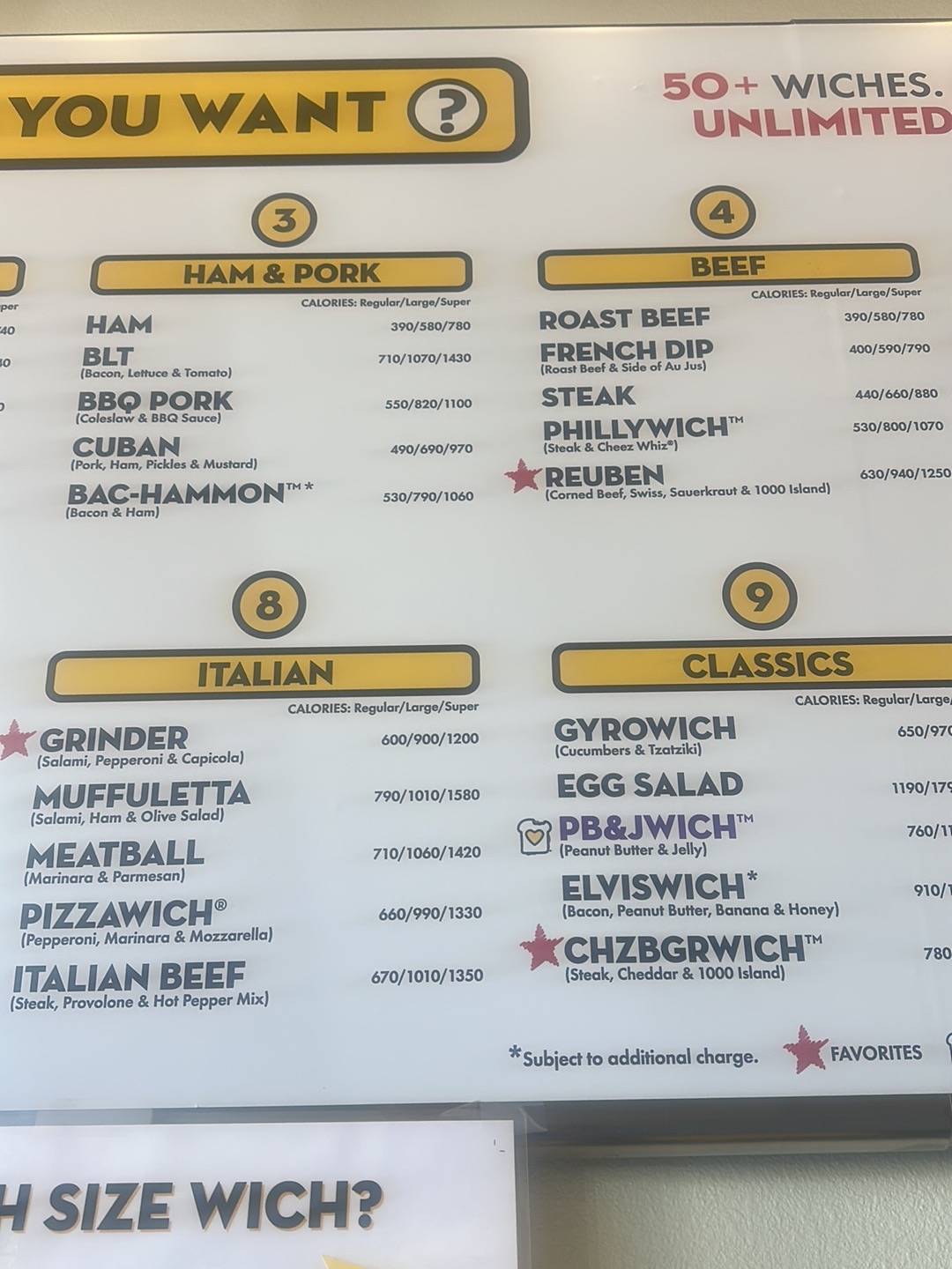 Which Wich меню